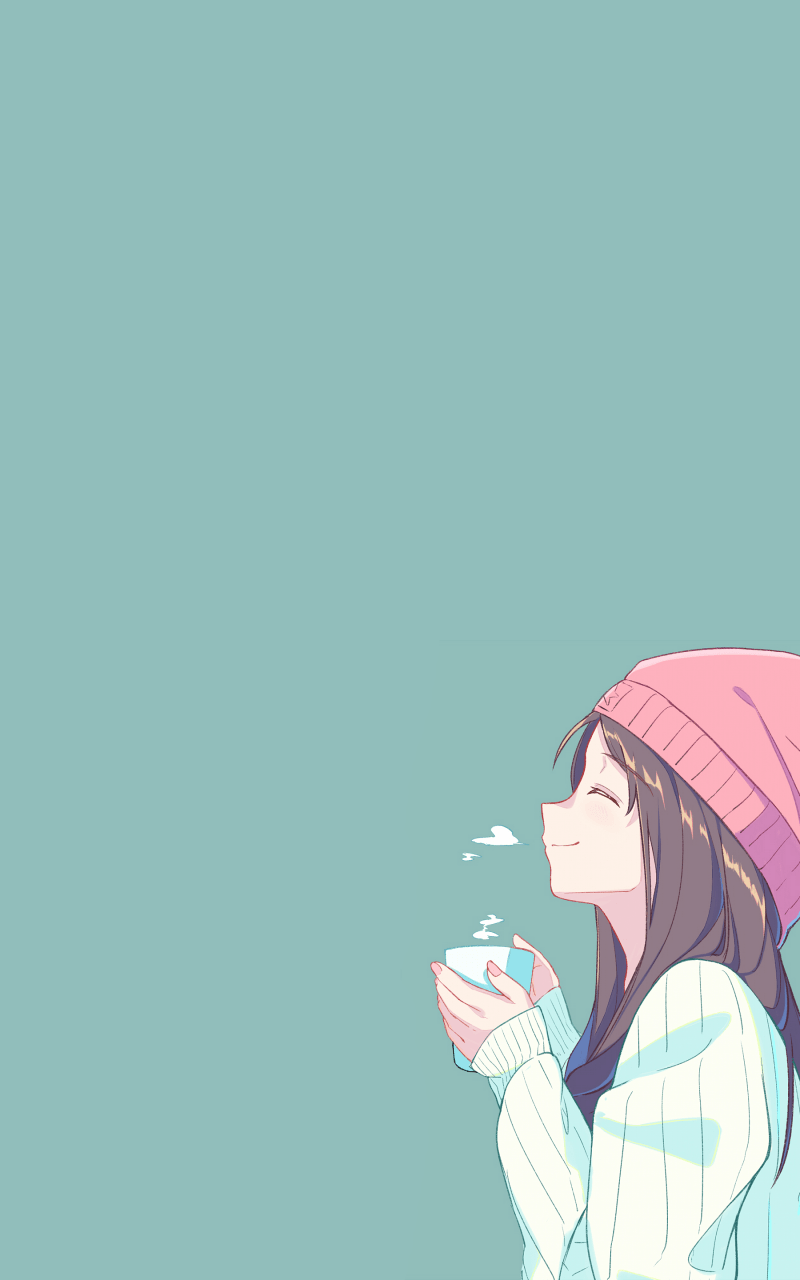 800x1280 Download 800x1280 Cute Anime Girl, Smiling, Profile View, Coffee, Beanie, Brown Hair Wallpaper for Galaxy Note, Samsung Galaxy Tab 2 10. Samsung Galaxy Tab 10. Galaxy Note 10. Asus Nexus 7