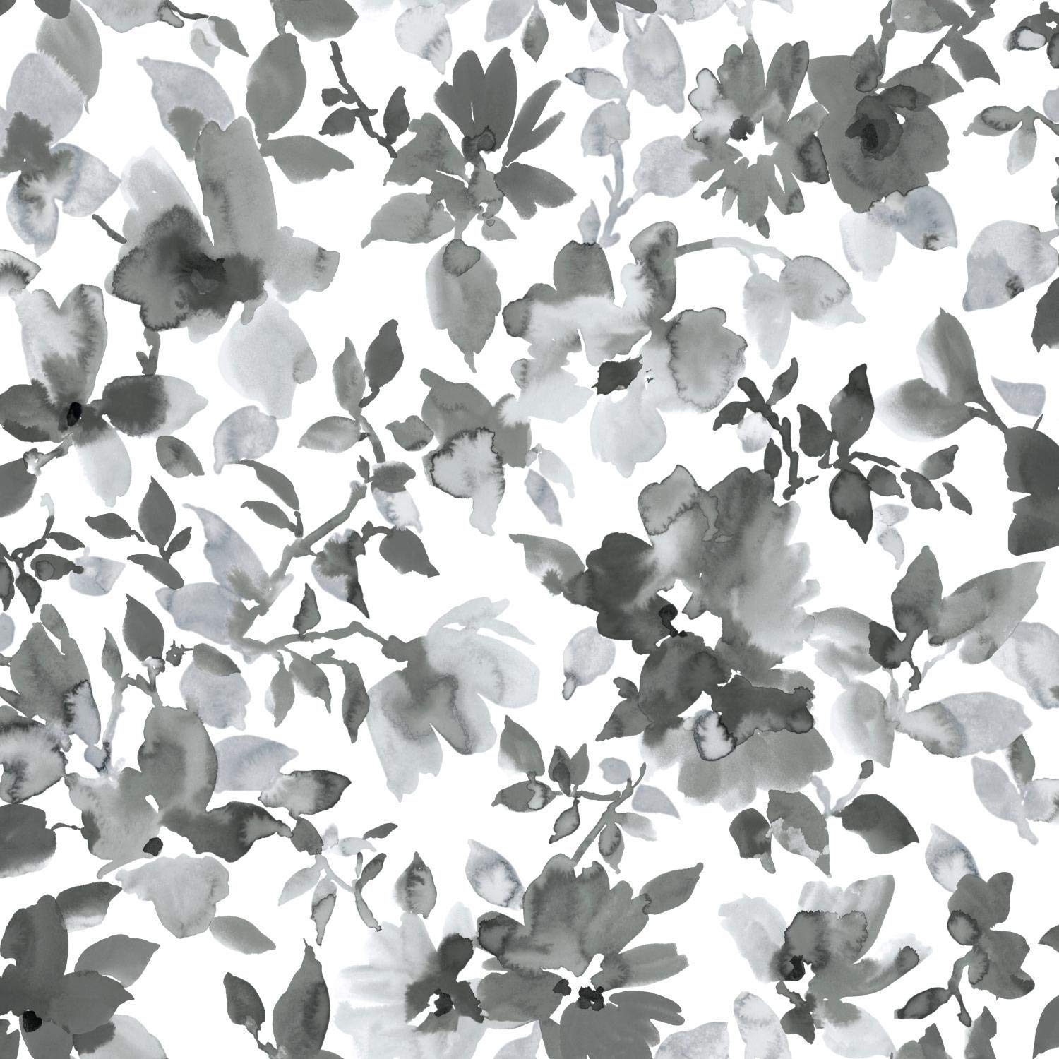 1500x1500 RoomMates Black Watercolor Floral Peel and Stick Wallpaper