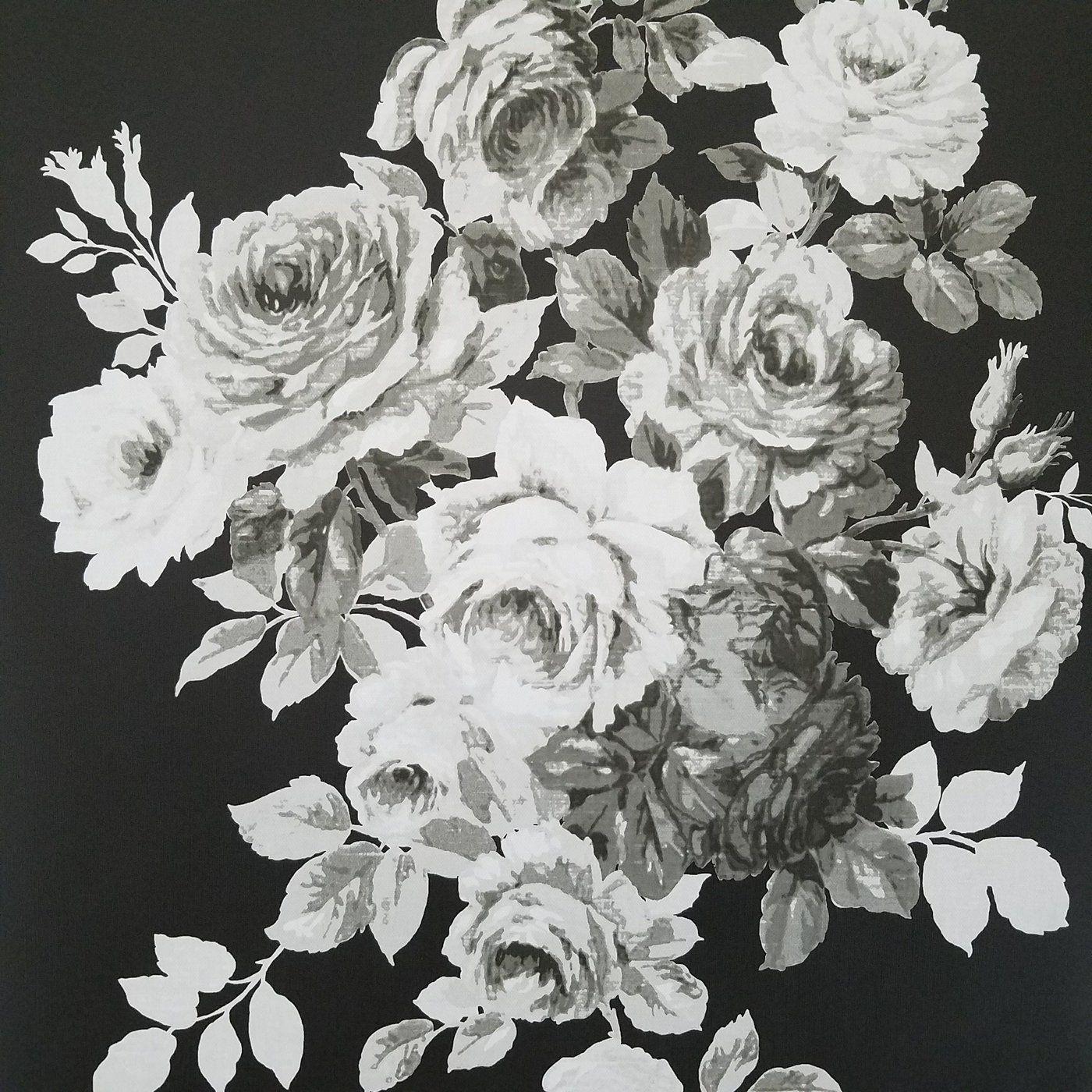 1400x1400 Magnolia Home Tea Rose Black and White Floral Wallpaper