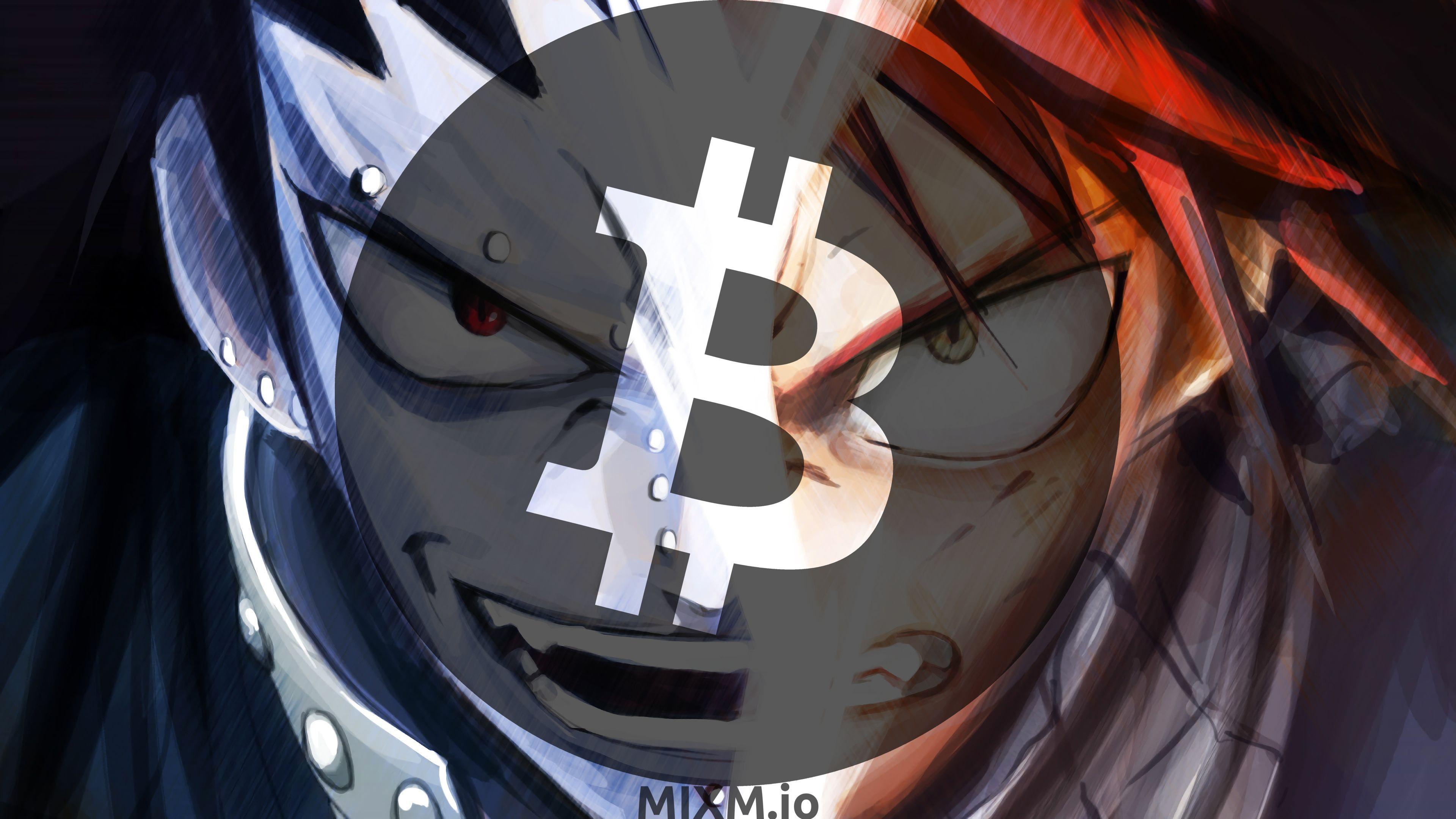 3840x2160 Bitcoin BTC Logo Gajeel And Natsu Fairy Tail U7121 Dark