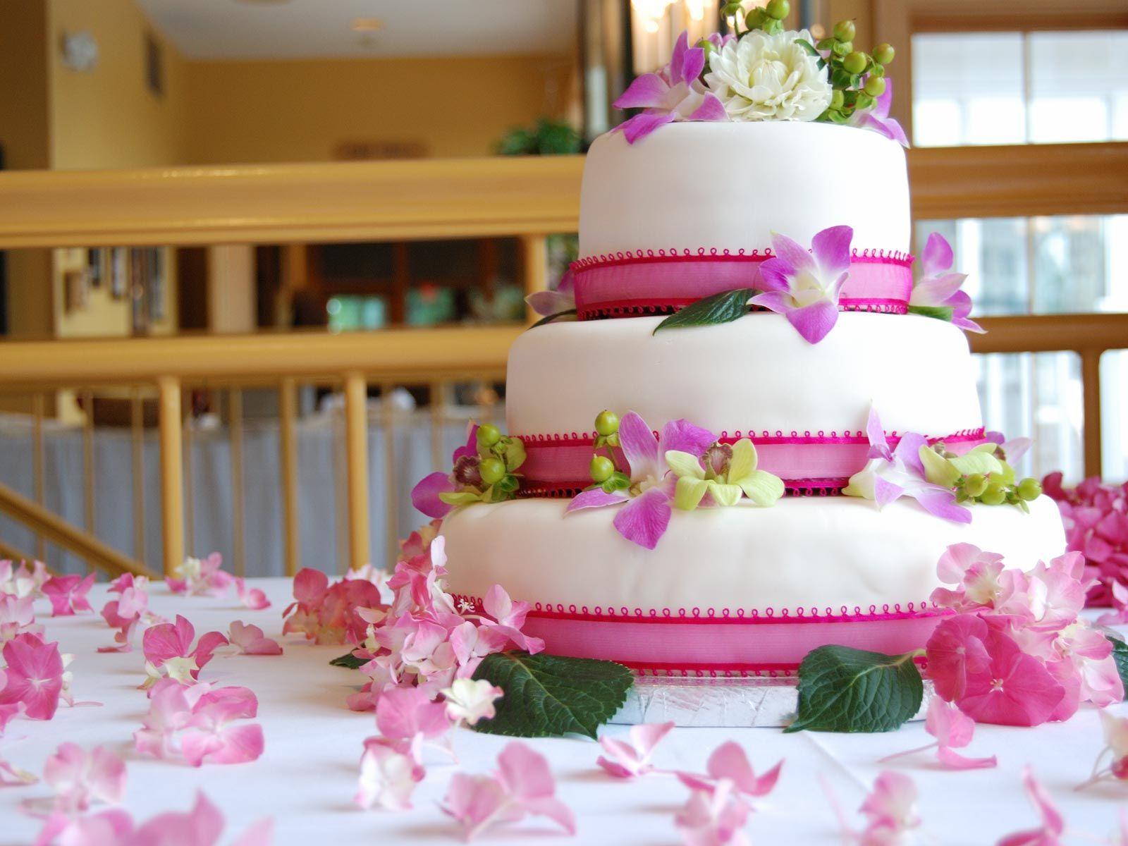 Traditional wedding cake on a white background | Stock image | Colourbox