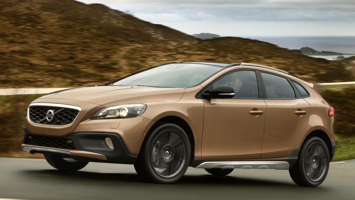 1366x768 Download wallpaper 1366x768 volvo, v cross country, brown