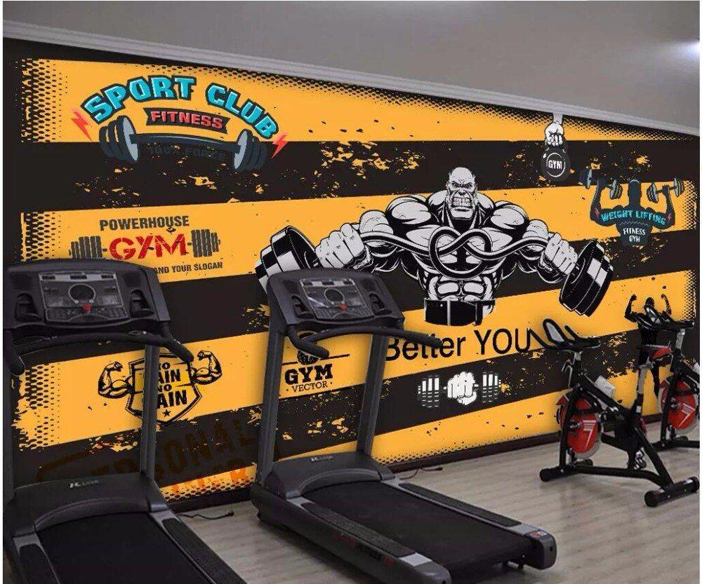 1000x833 US $15.04 46% OFF. custom Mural 3D Photo Wallpaper Retro Cartoon Fitness Character Lifting Weights Home Decor Living Room Wallpaper For Walls 3 D In
