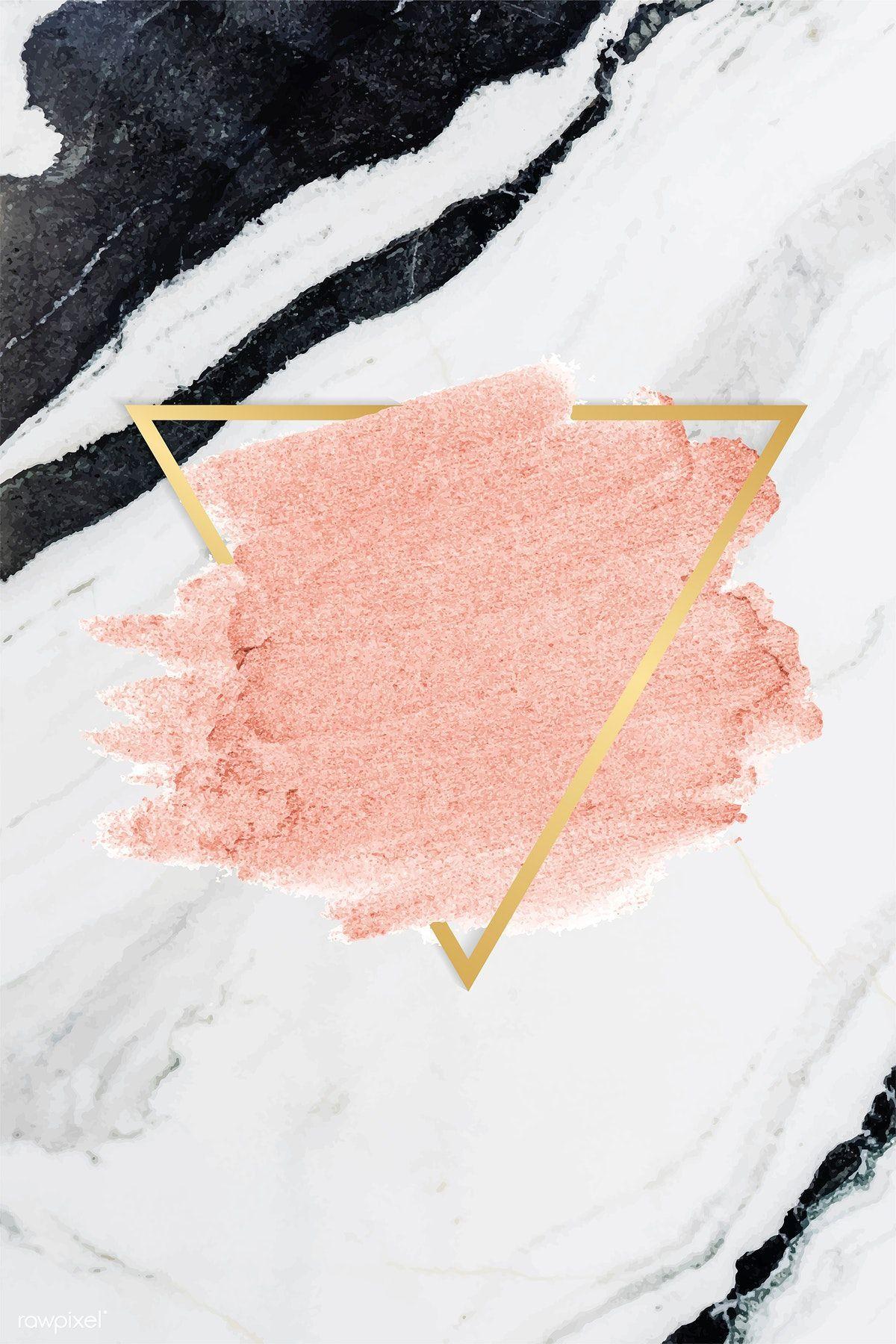 1200x1800 Pastel pink paint with a gold triangle frame on a white