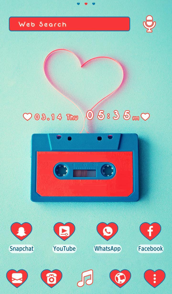 720x1230 Heart Wallpaper Cassette Tape Theme for Android