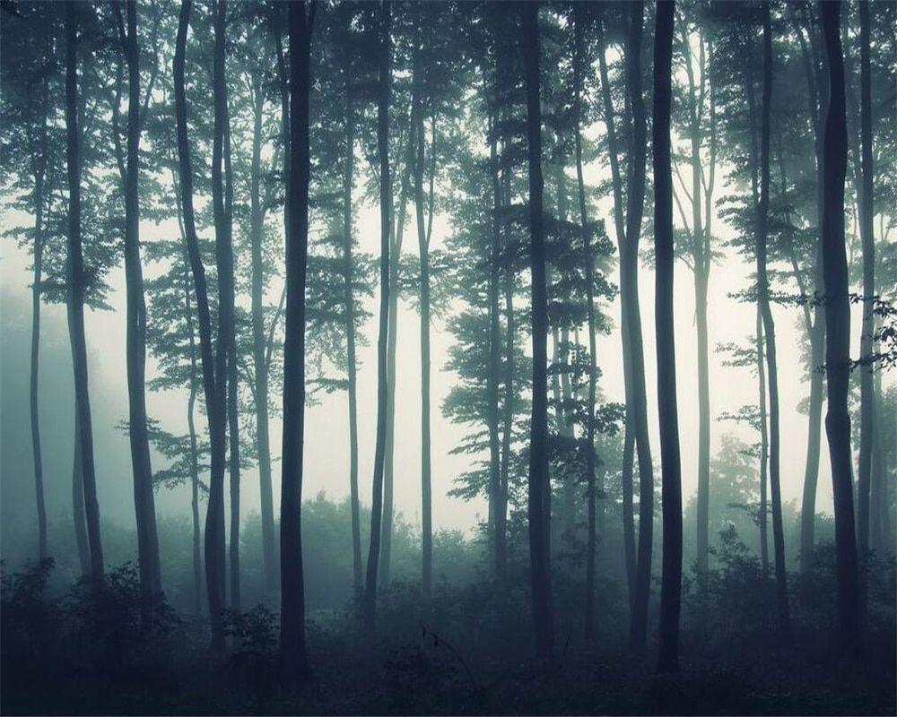 1000x800 US $8.85 41% OFF. Beibehang Custom Wallpaper Fresh And Simple Beautiful Forest Trees Fog Mural TV Background Wall Home Decoration 3D Wallpaper In