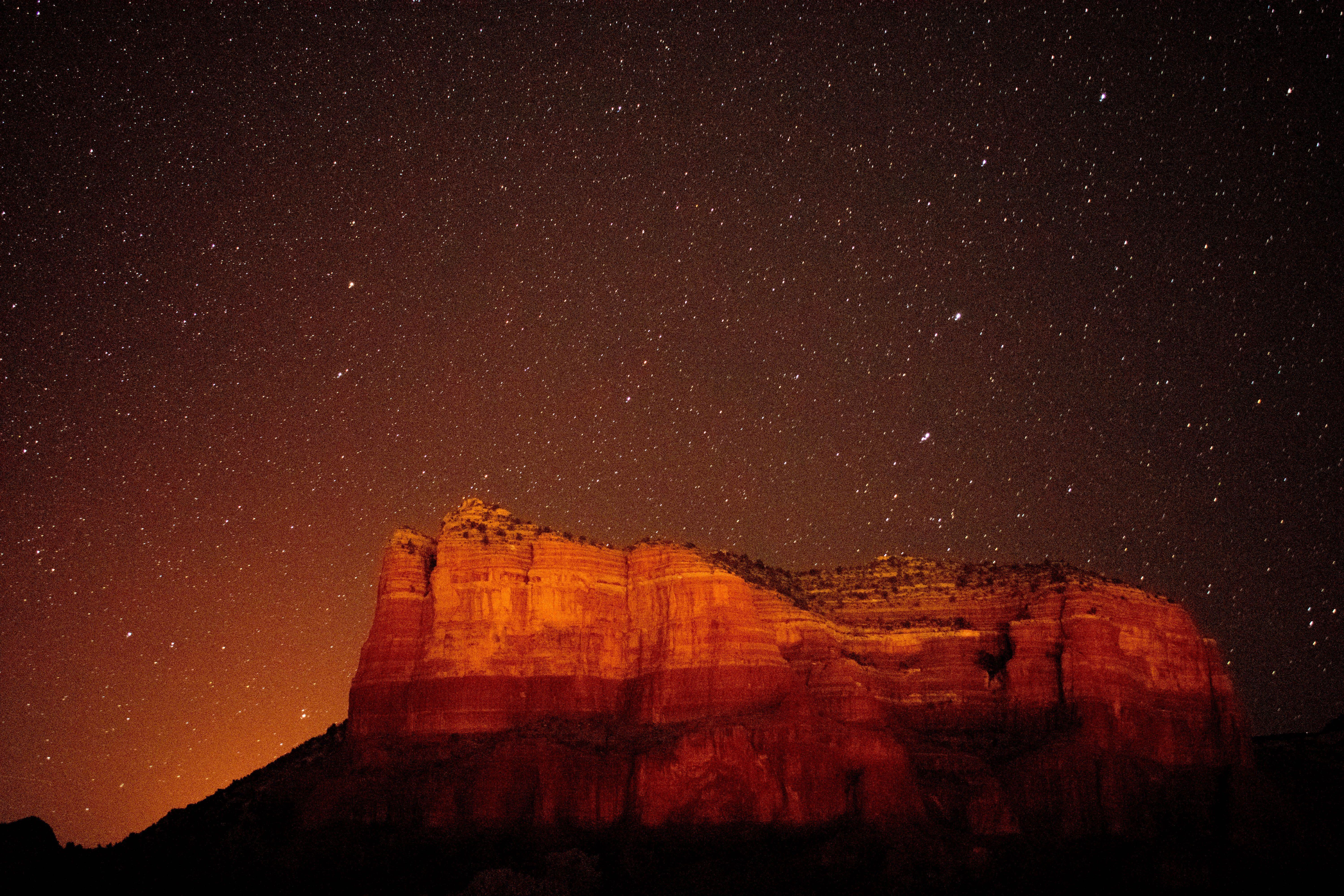 6000x4000 6000x4000 #village of oak creek, #Creative Commons image, #hiking, #orange, #bell rock, #mountain, #nature wallpaper, #wallpaper, #red rock state park, #star gazing, #night, #night time, #sedimentary rock, #black, #star, #sky, #red, #