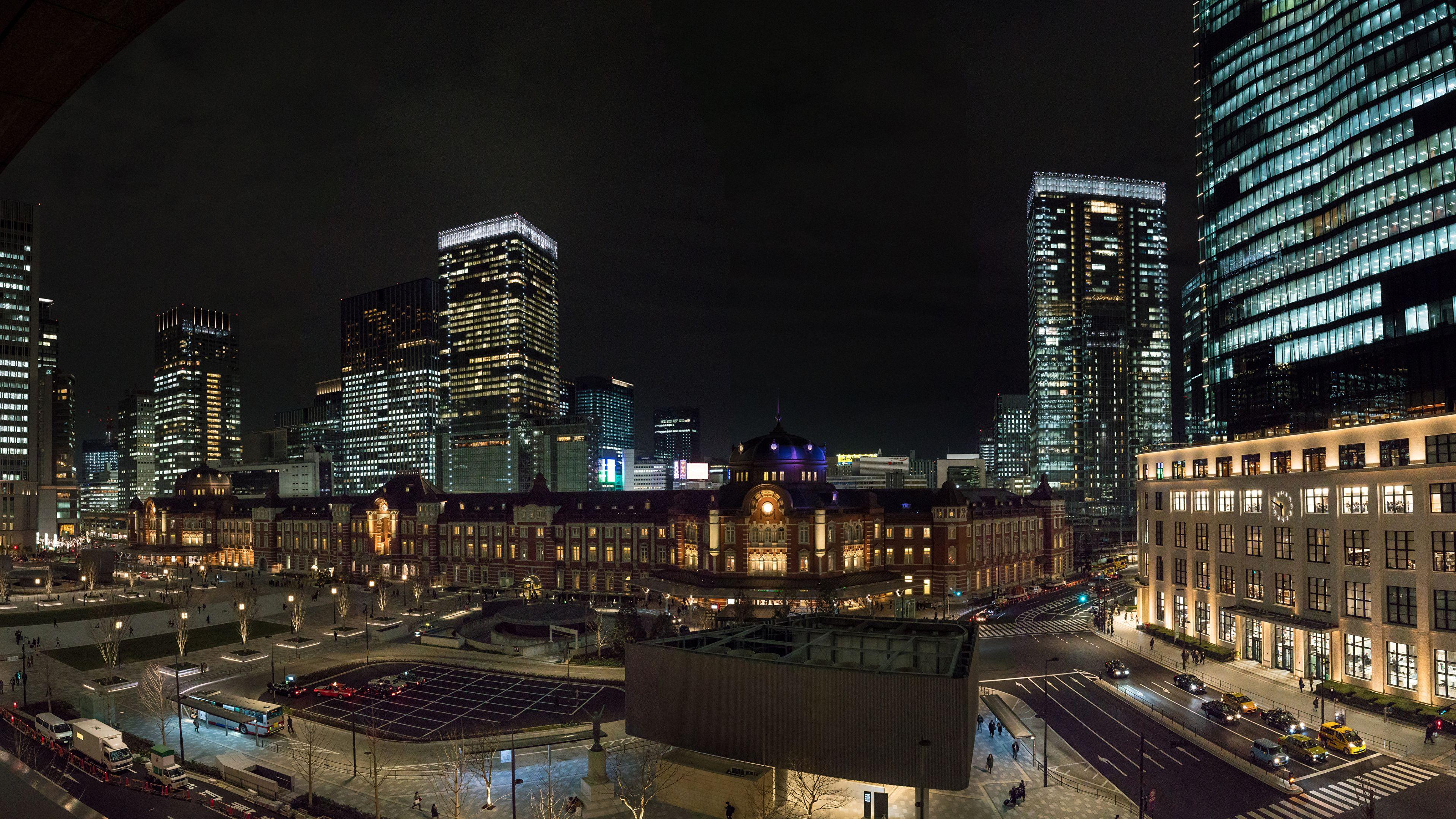 3840x2160 Picture Tokyo Japan Street night time Cities Houses 3840x2160
