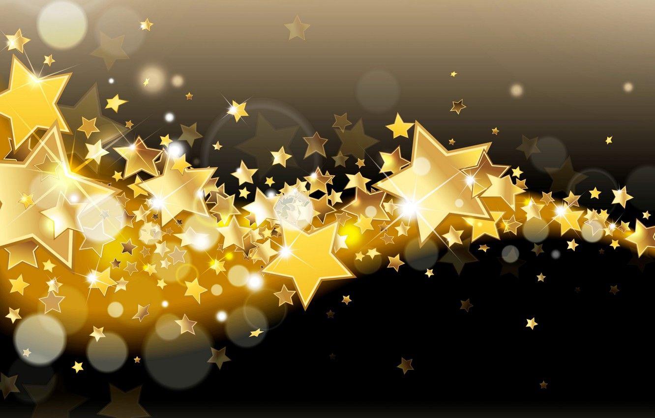 1332x850 Wallpaper stars, lights, background, gold, Shine, golden