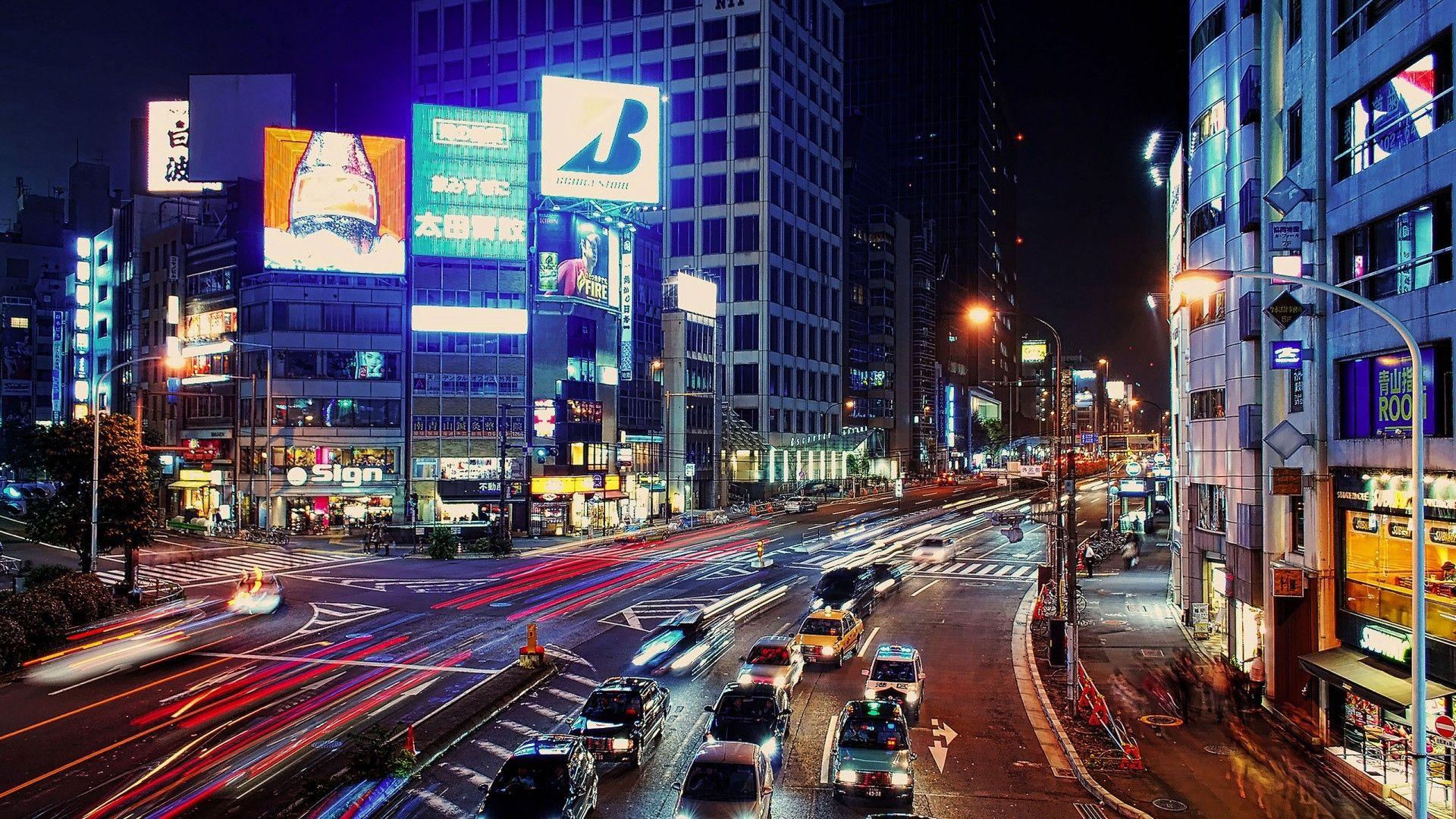 1920x1080 Night city, Japan, pixel. Alise Roberts warehouse