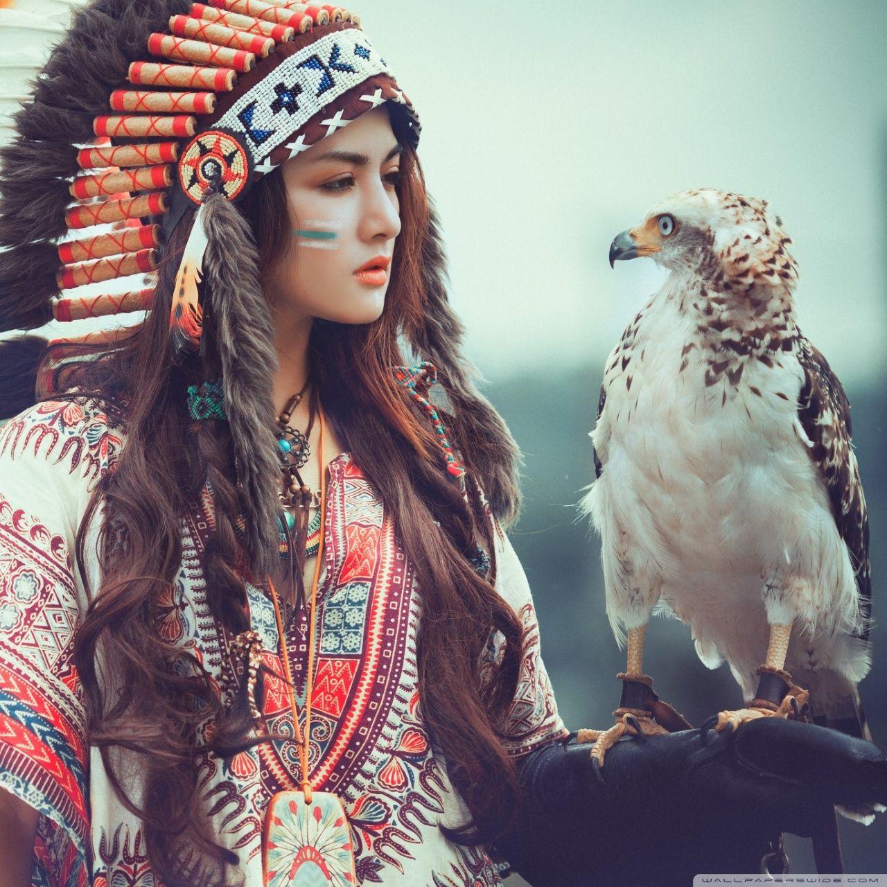 1280x1280 Native American Girl with Eagle ❤ 4K HD Desktop Wallpaper for 4K