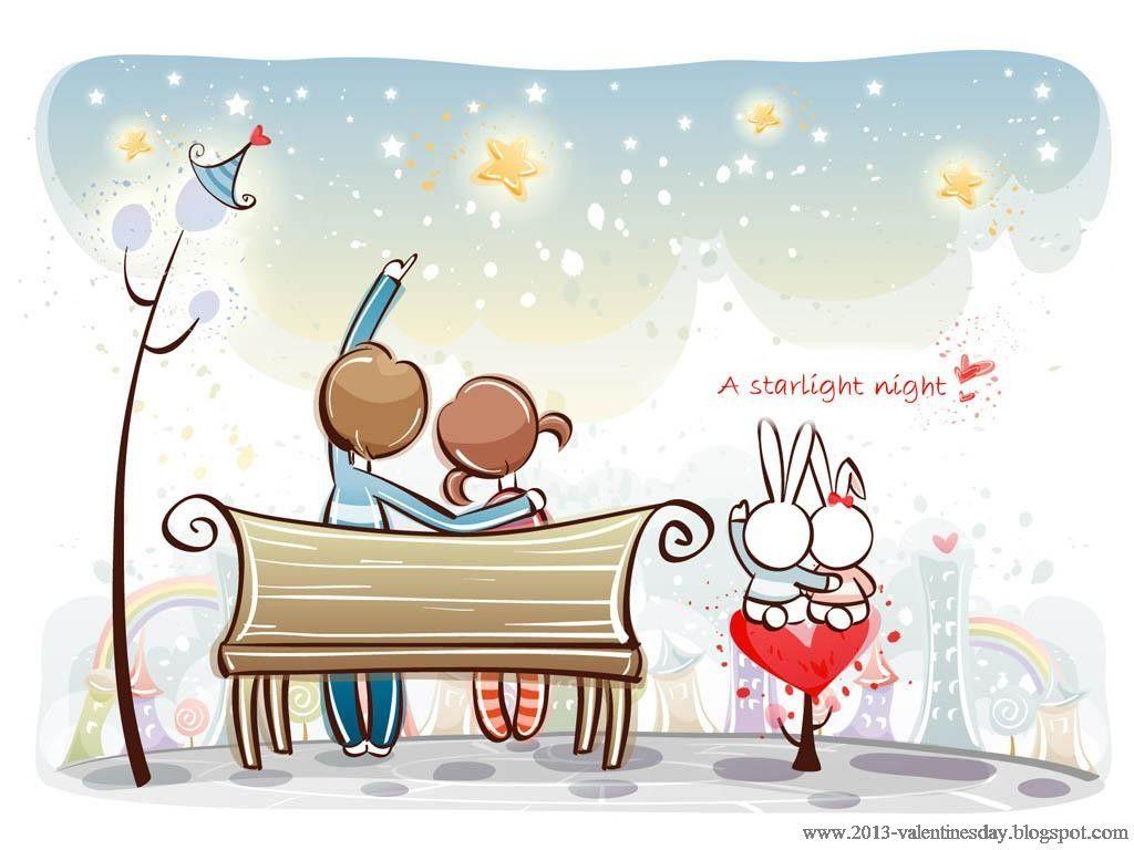 1024x768 Free download Cute Cartoon Love Desktop Wallpaper