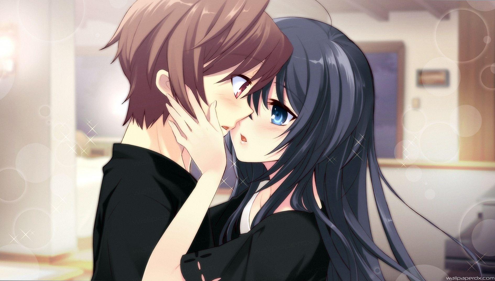 1890x1072 anime boy girl dịu dàng hôn phòng hình nền HD - wallpaperUX
