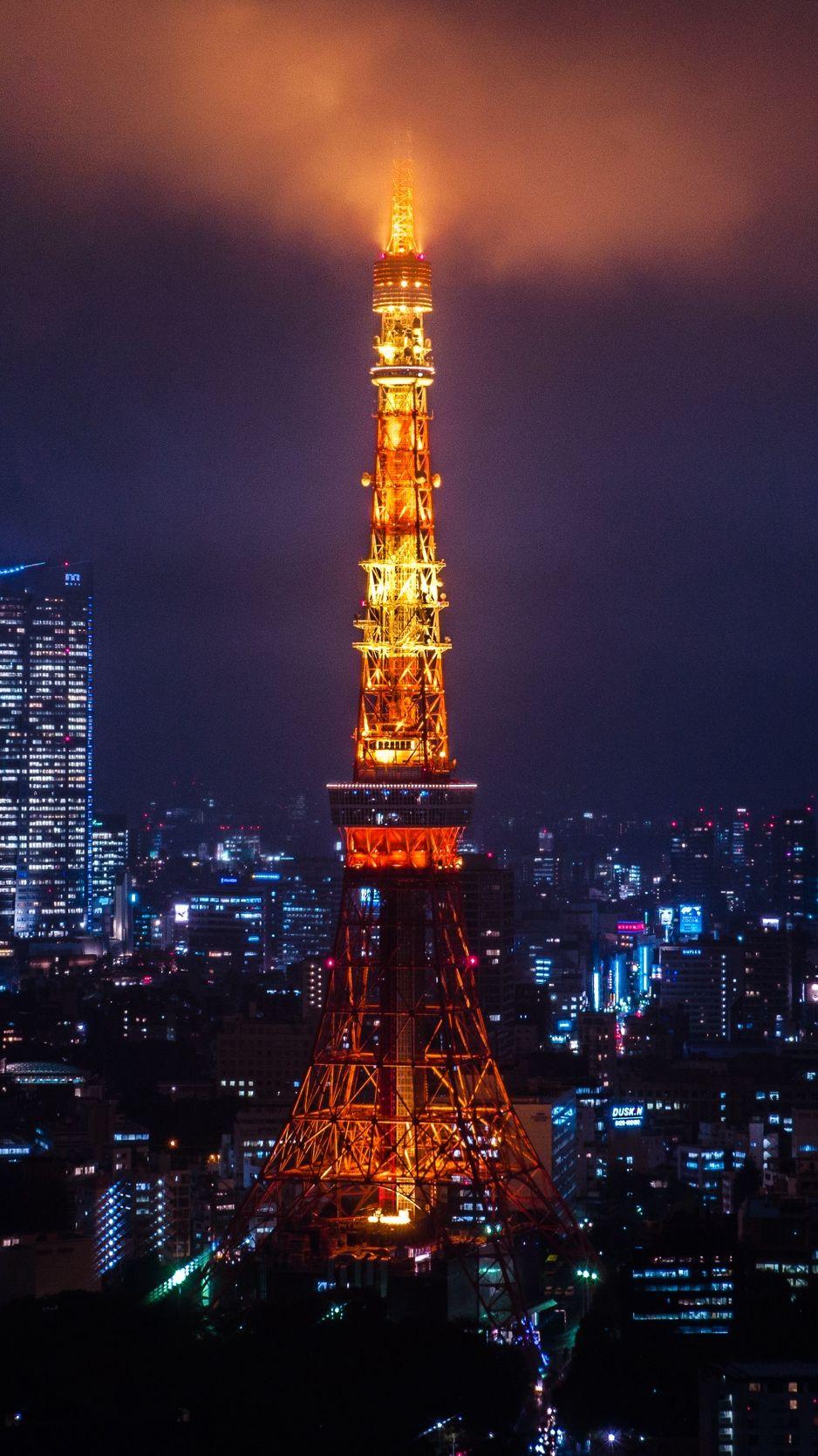 938x1668 Wallpaper Night City, City Lights, Tokyo, Tower City