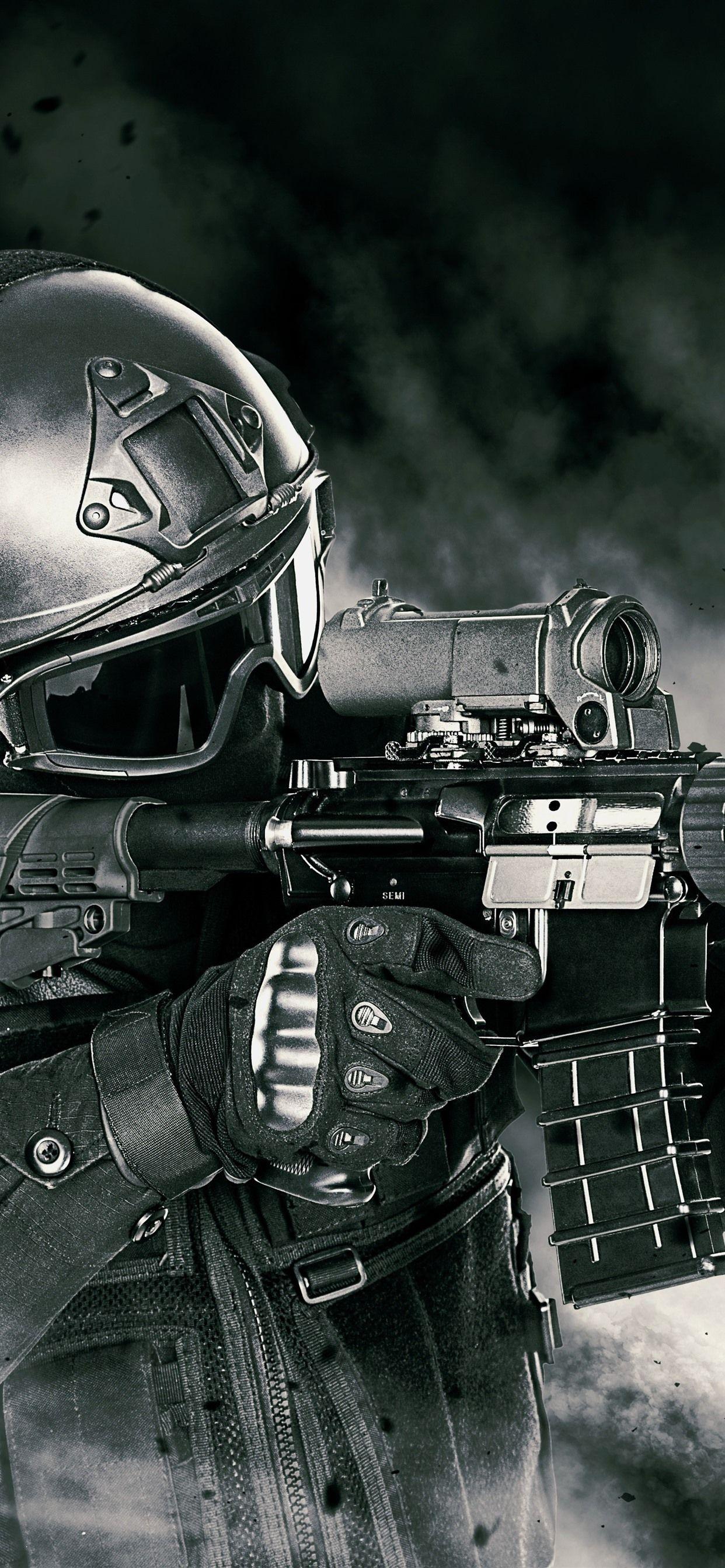 1242x2688 Soldier, armament, assault rifle 1242x2688 iPhone XS Max