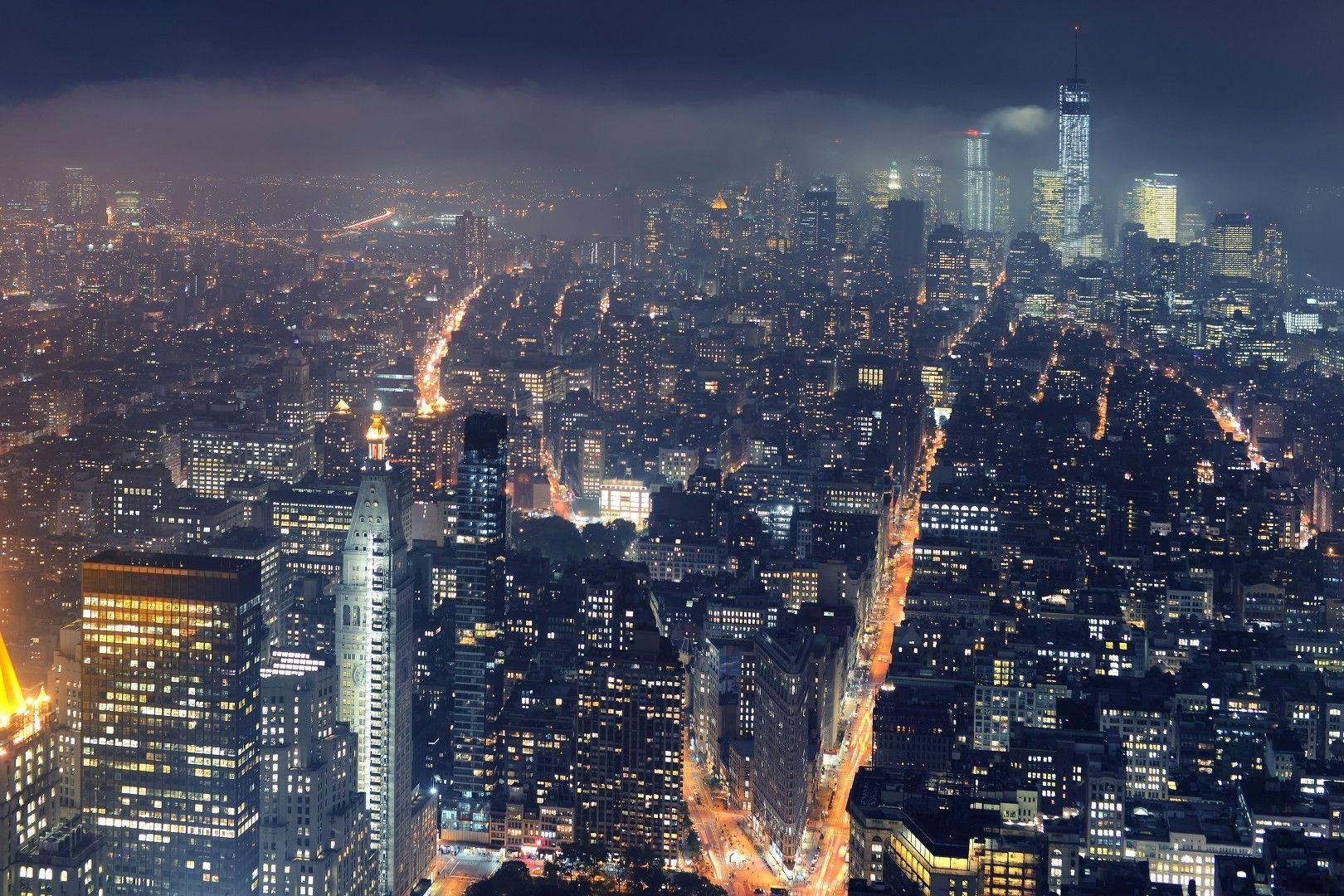 1620x1080 Download 1620x1080 New York City, Buildings, Night, Top View