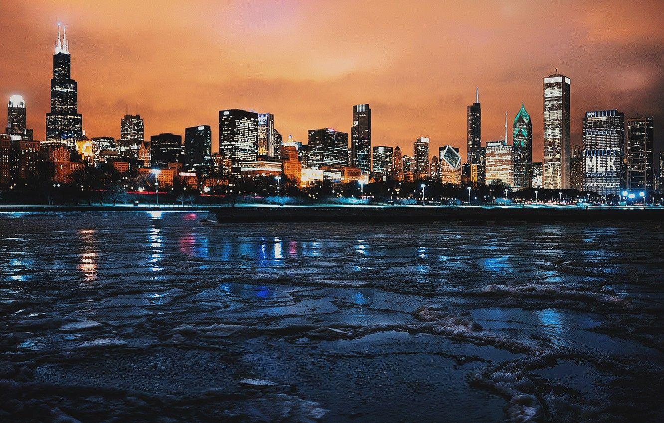 1332x850 Photo Wallpaper Night, Chicago, Skyscrapers, Usa, Chicago