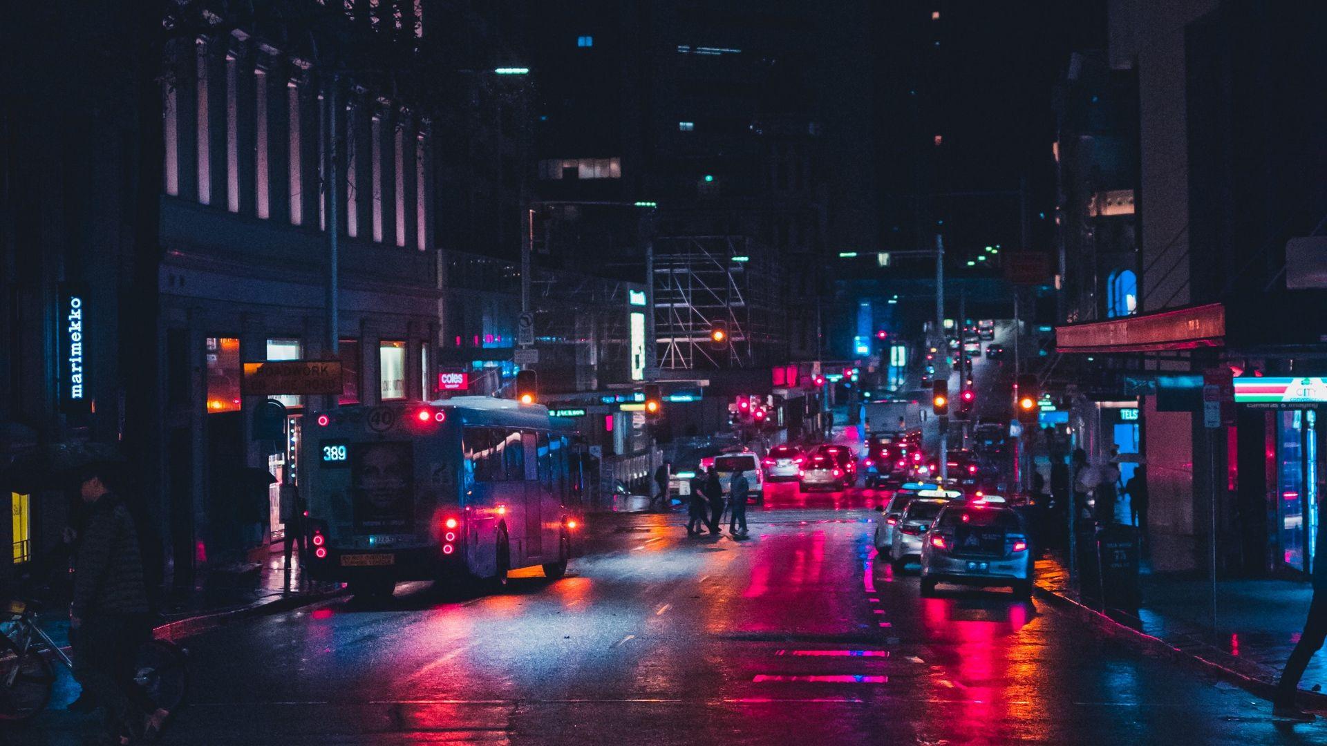 1920x1080 Download wallpaper 1920x1080 night city, street, lighting