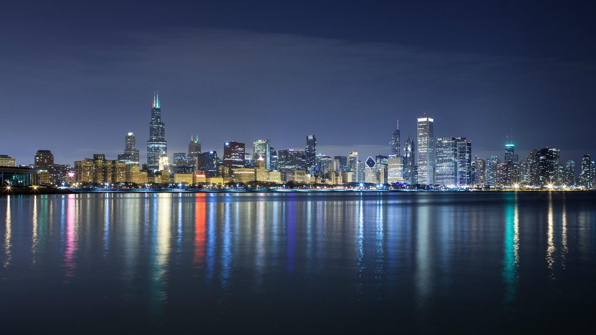 1920x1080 Chicago Night Skyline Wallpaper