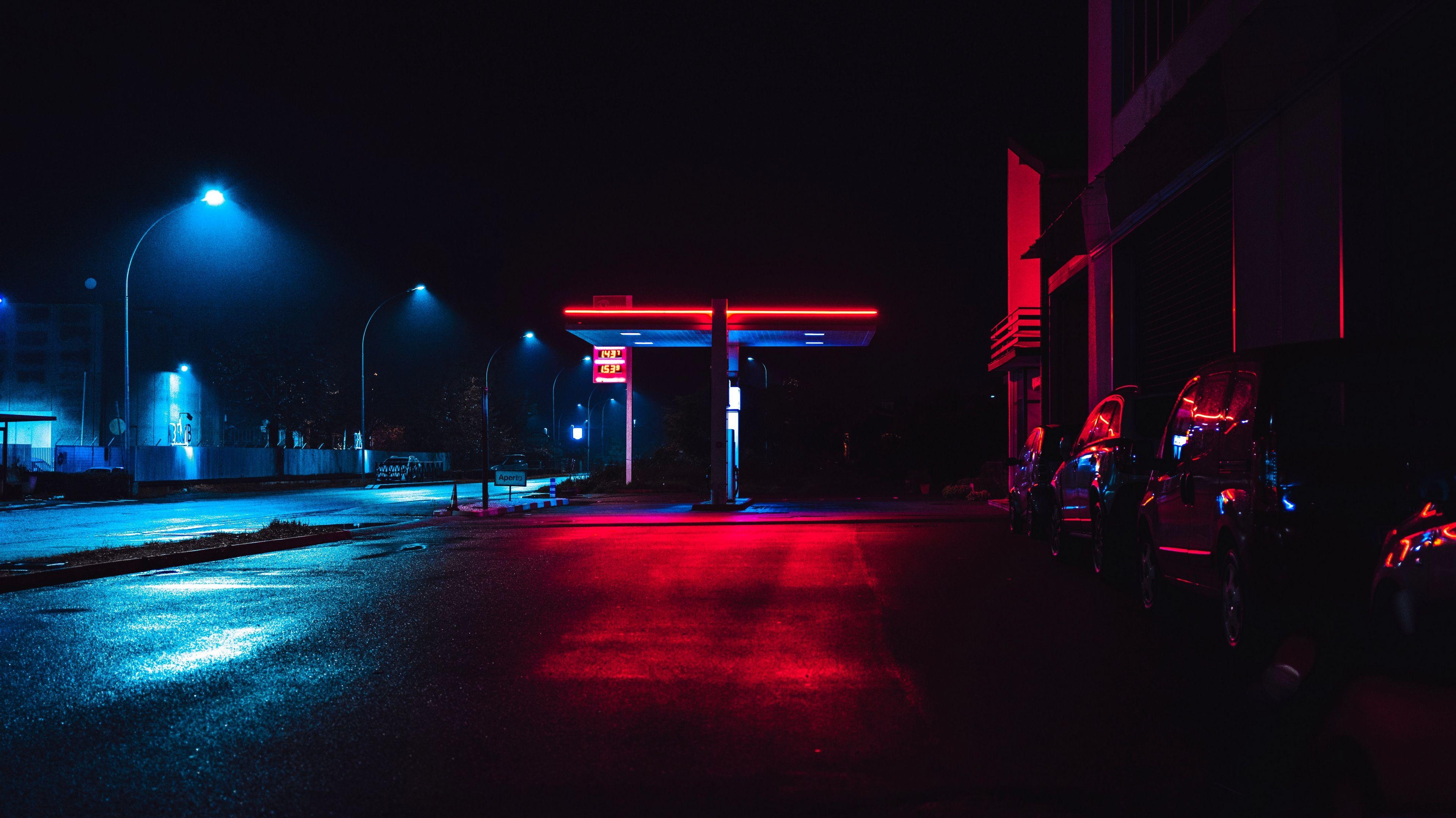 3840x2160 Download wallpaper 3840x2160 night city, neon, city lights