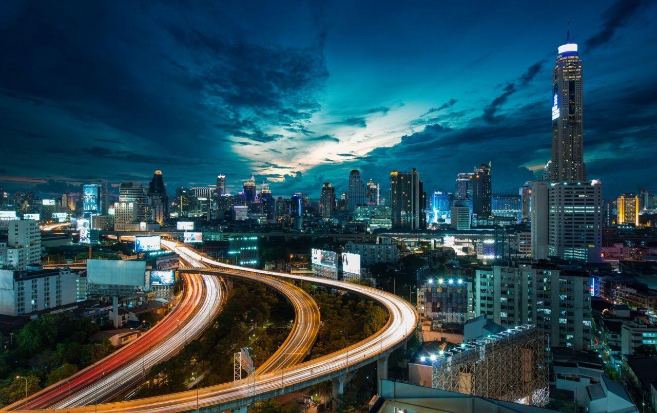1280x804 Night Buildings In The City Wallpaper And