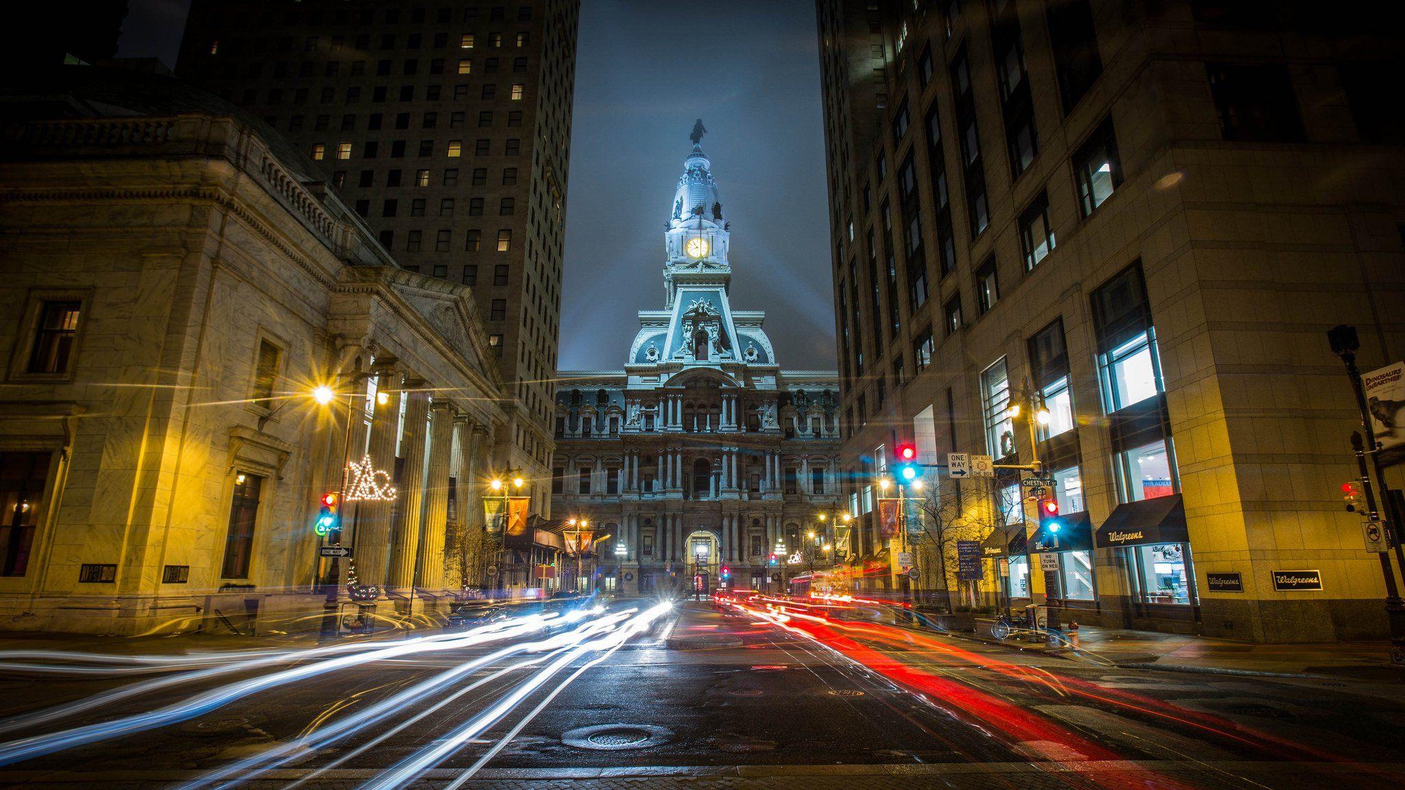 2048x1152 Free download Downtown Philadelphia Pennsylvania Night