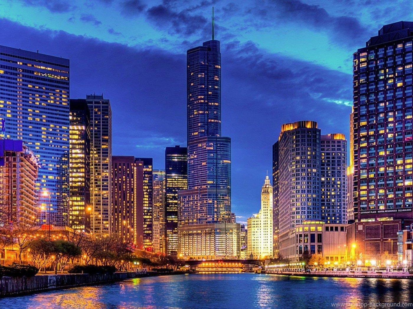 1400x1050 Fullscreen Illinois At Night, HD Wallpaper