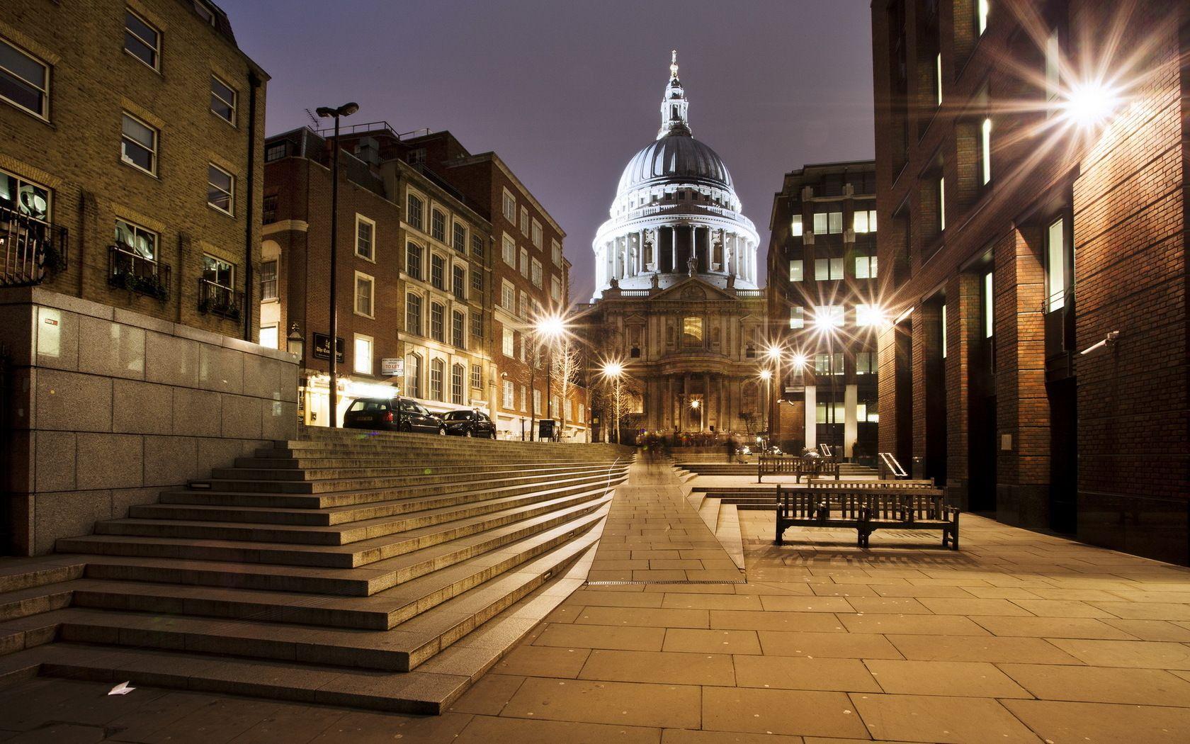 1680x1050 London City Street Night wallpaper