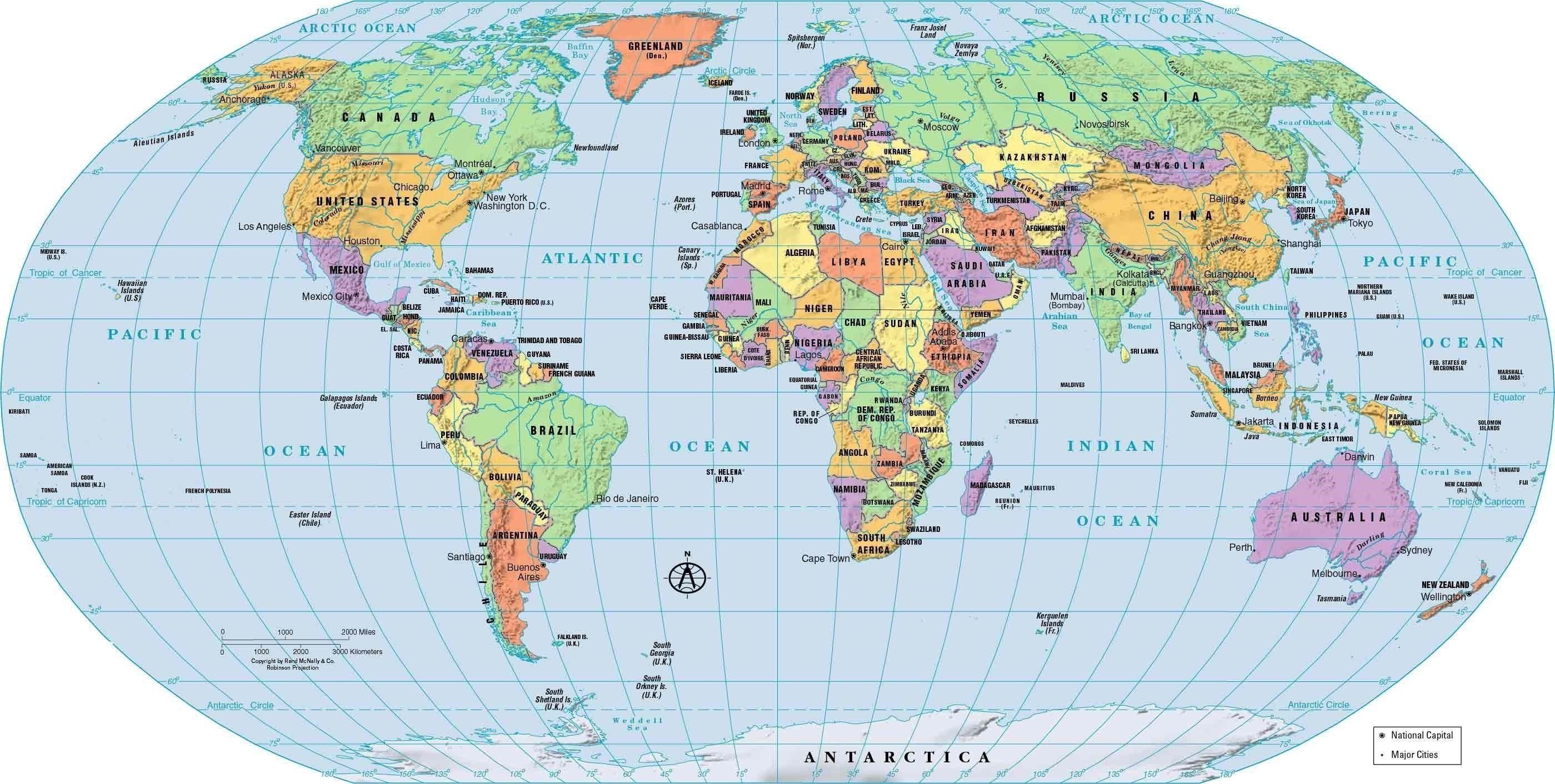 2799x1412 Bản đồ thế giới Chính trị quốc gia và thủ đô Tải xuống miễn phí