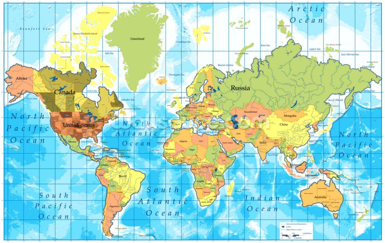 Bản đồ thế giới 1504x950 với hình nền các quốc gia