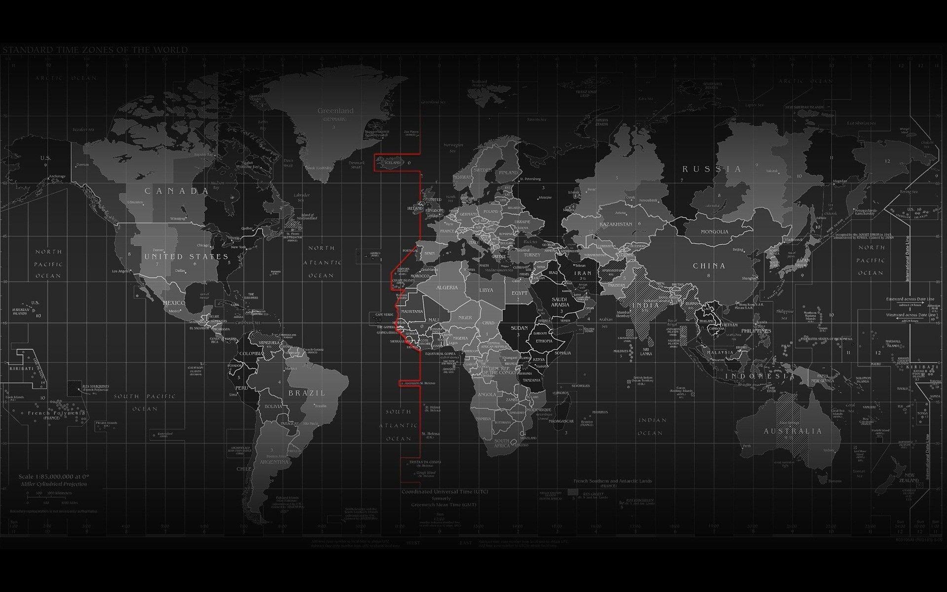 1920x1200 tối, thế giới, bản đồ, quốc gia, tập bản đồ, múi giờ, bản đồ thế giới