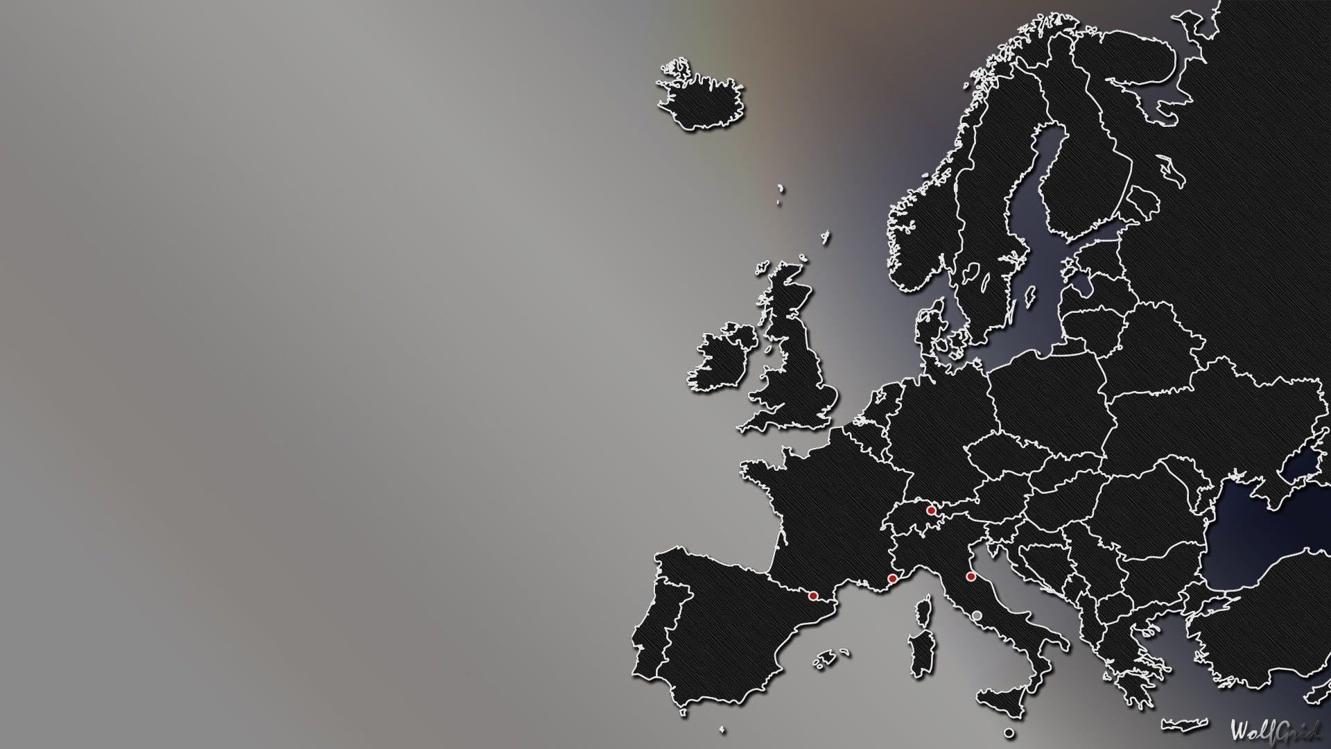 1920x1080 Bản đồ đen hình nền kỹ thuật số, bản đồ, Châu Âu, các nước HD