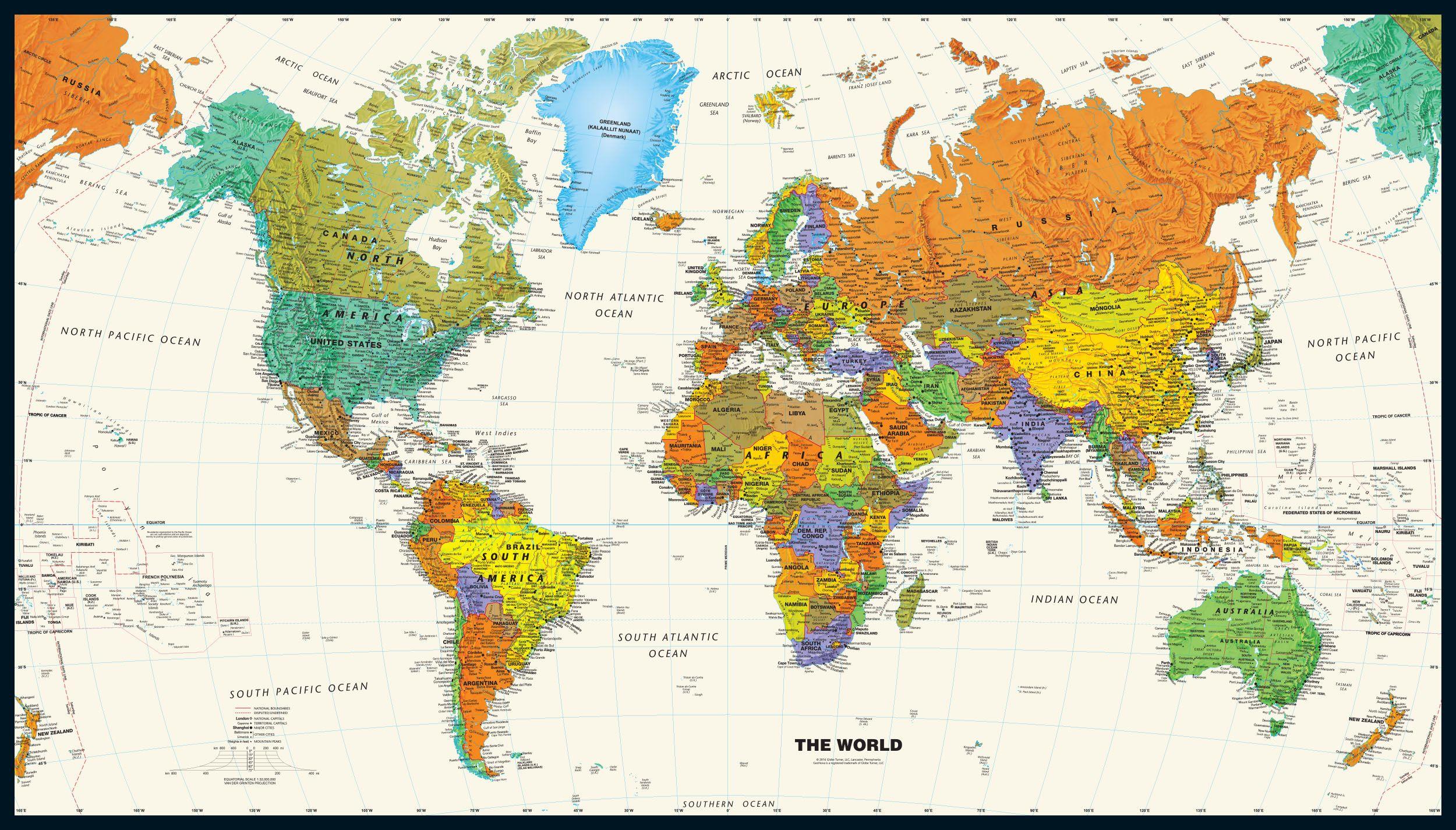 2500x1425 Bản đồ thế giới phân biệt Hình nền 2K
