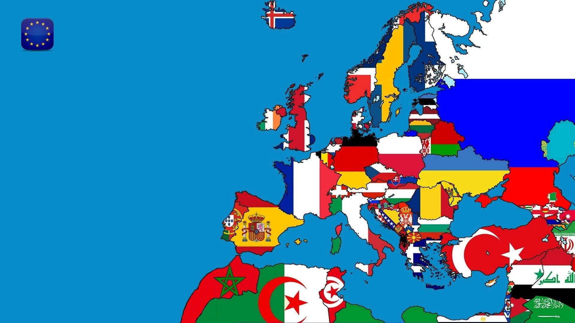 1920x1080 bản đồ các nước châu Âu biển cờ hình nền