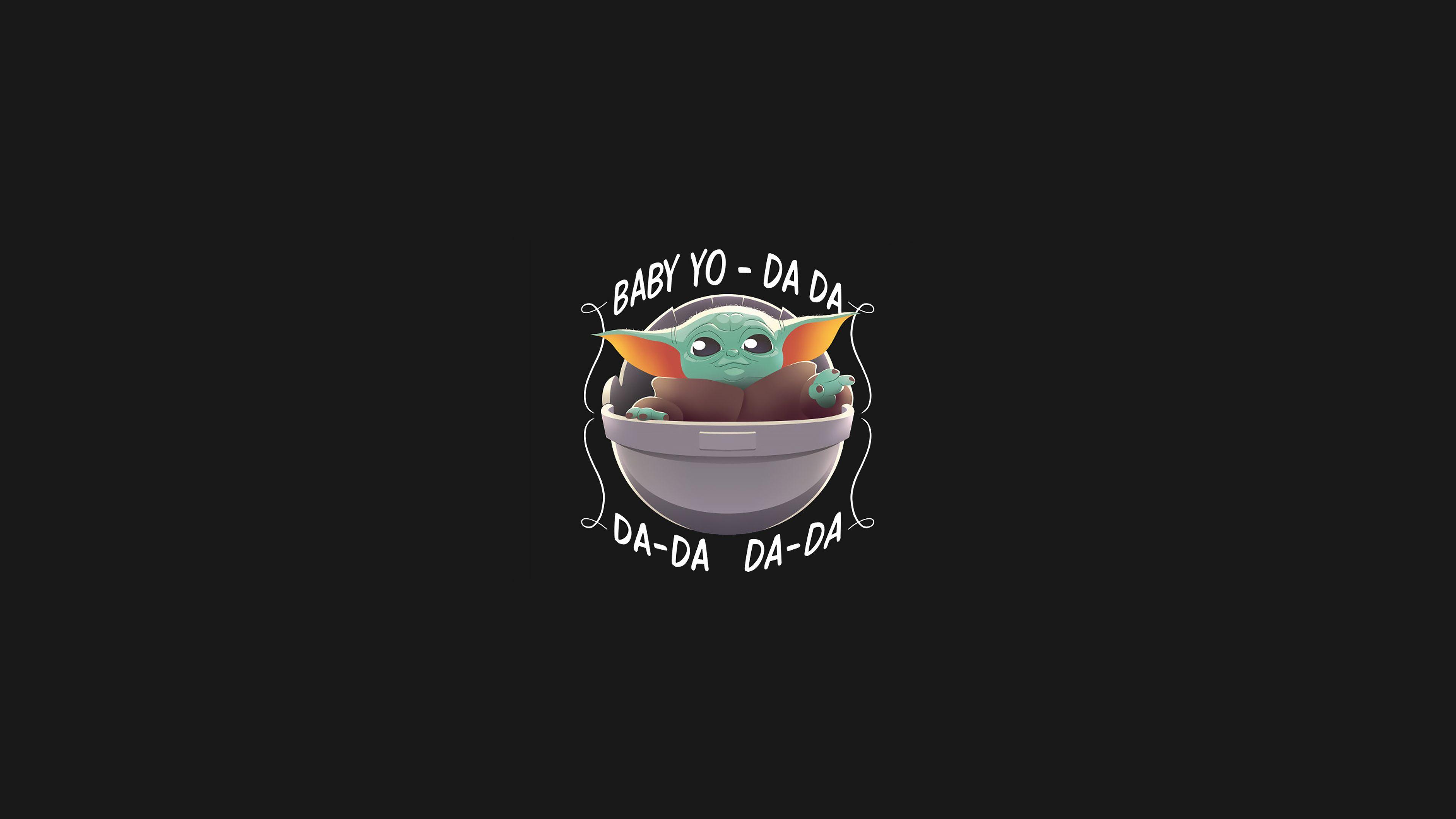 3841x2160 Baby Yoda Minimal Wallpaper