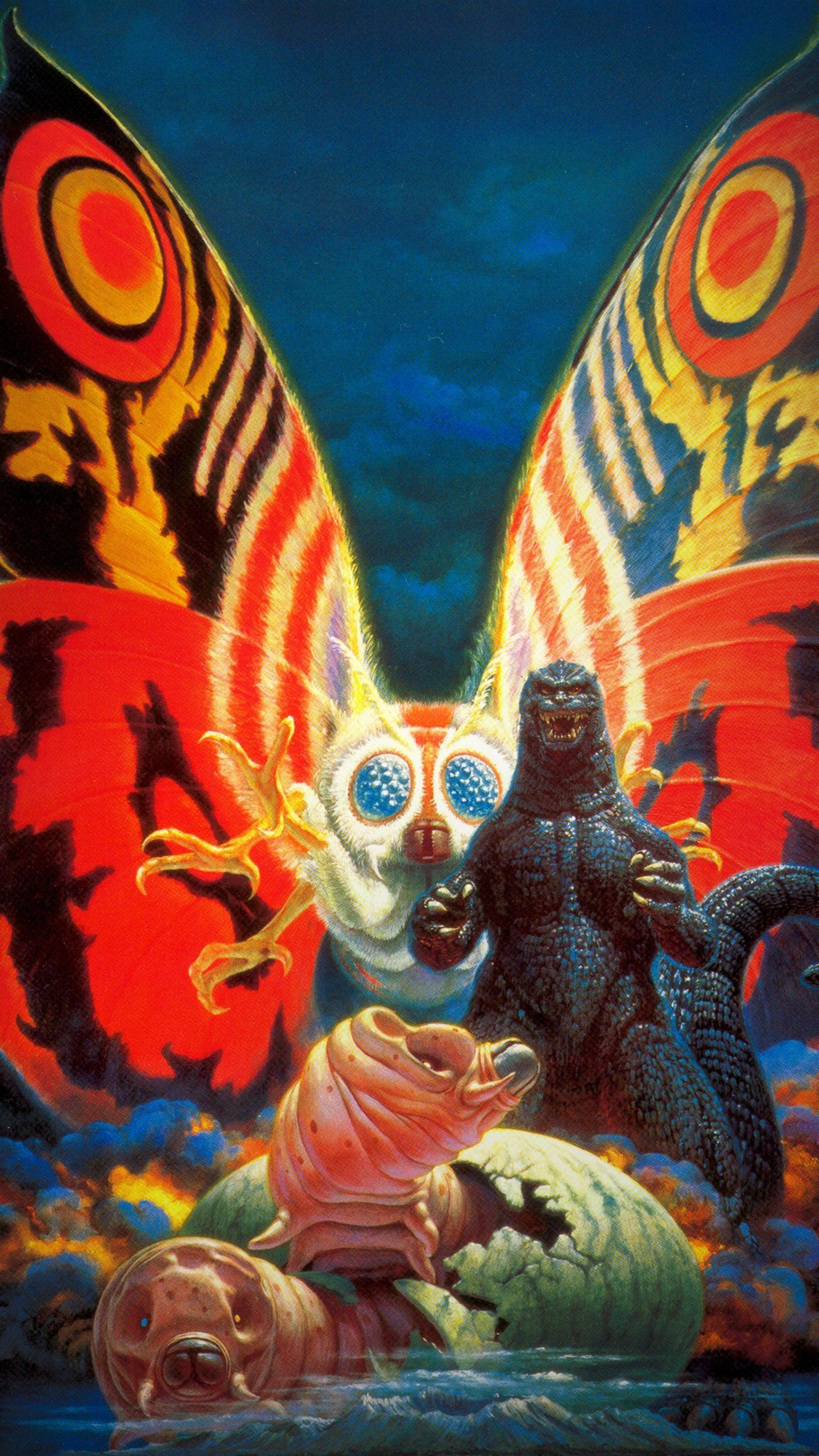 1536x2732 Godzilla And Mothra Wallpaper