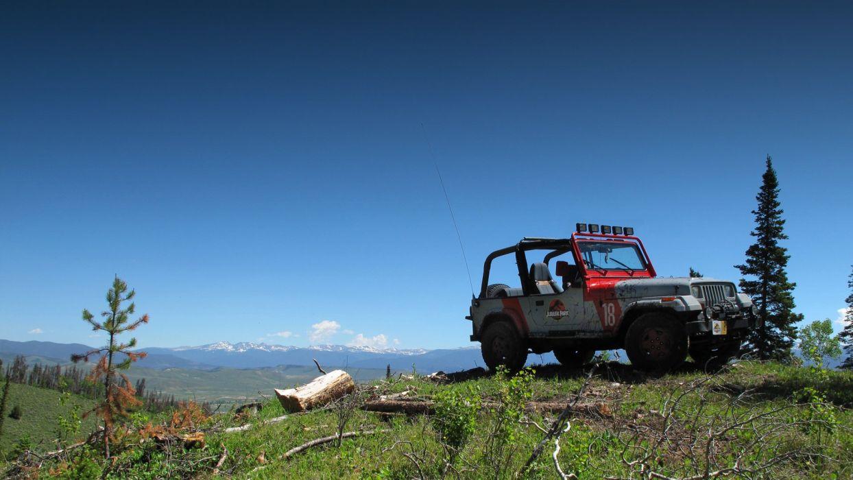 1244x700 Jurassic Park Jeep To The Top Wallpaperx1080