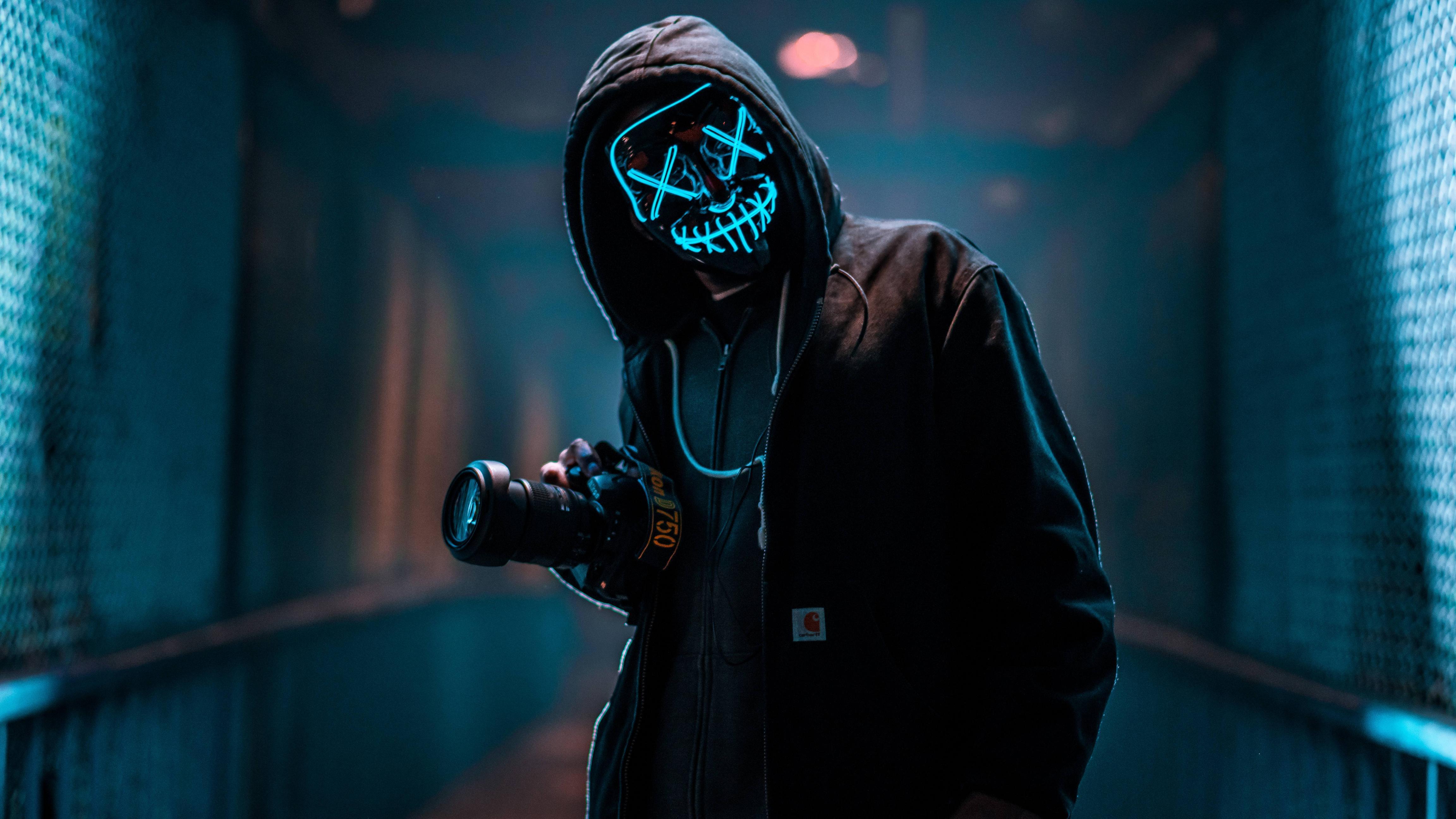 7680x4320 Purge LED mask Photograper 4K 8K HD Wallpaper