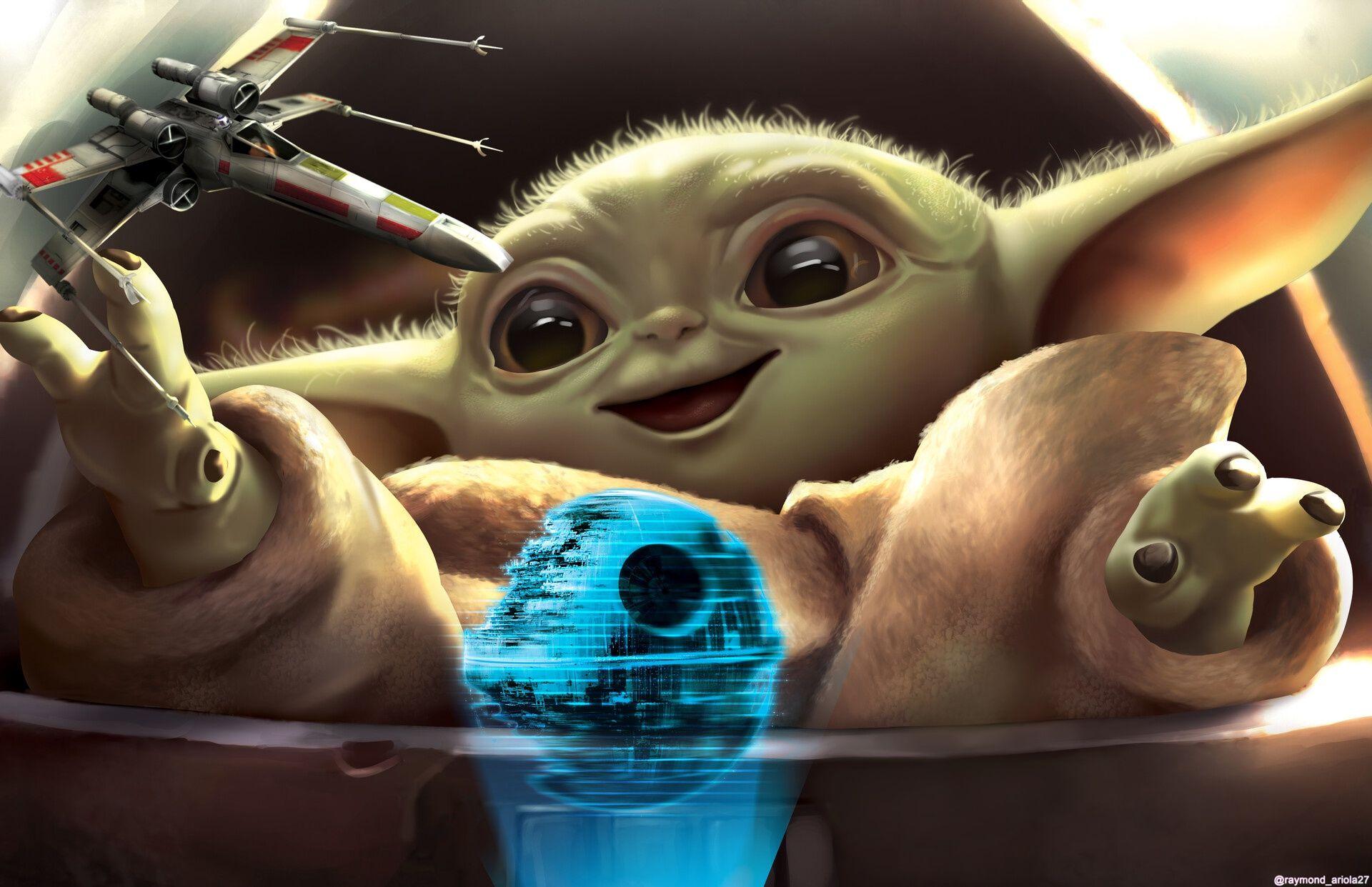 1920x1242 Wallpaper Of Baby Yoda, Death, Star Star Wars, X Wing