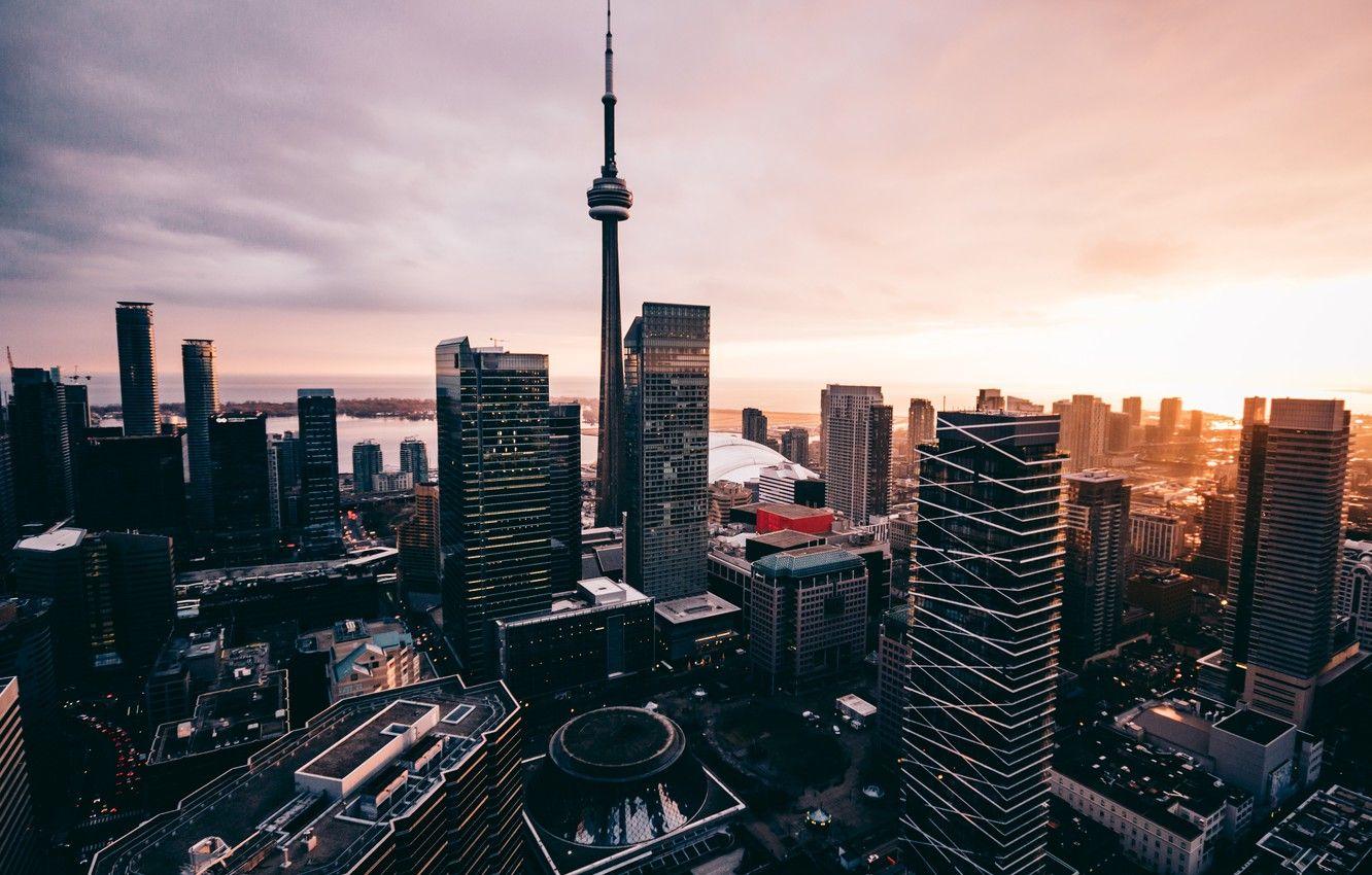 1332x850 Wallpaper Sunset, Tower, The city, Canada, Dawn, Skyscrapers