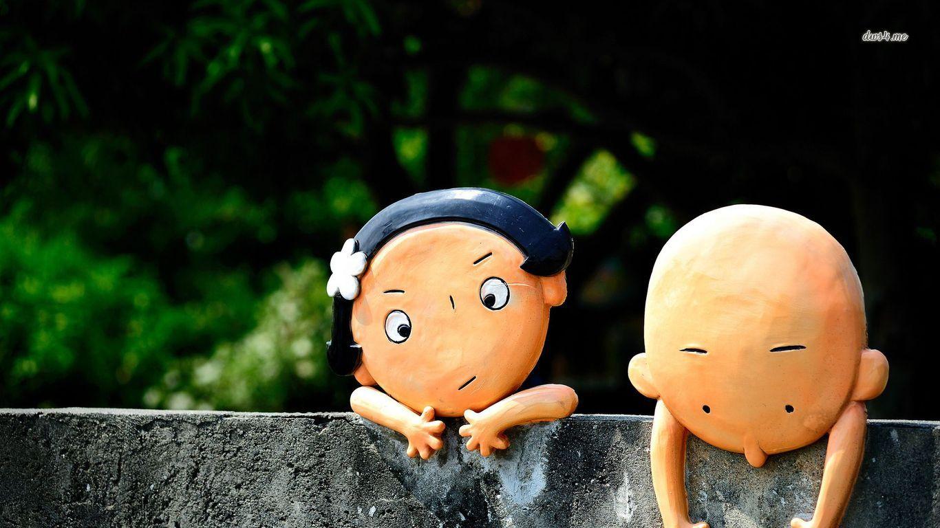 1366x768 Cute dolls on the fence wallpaper wallpaper