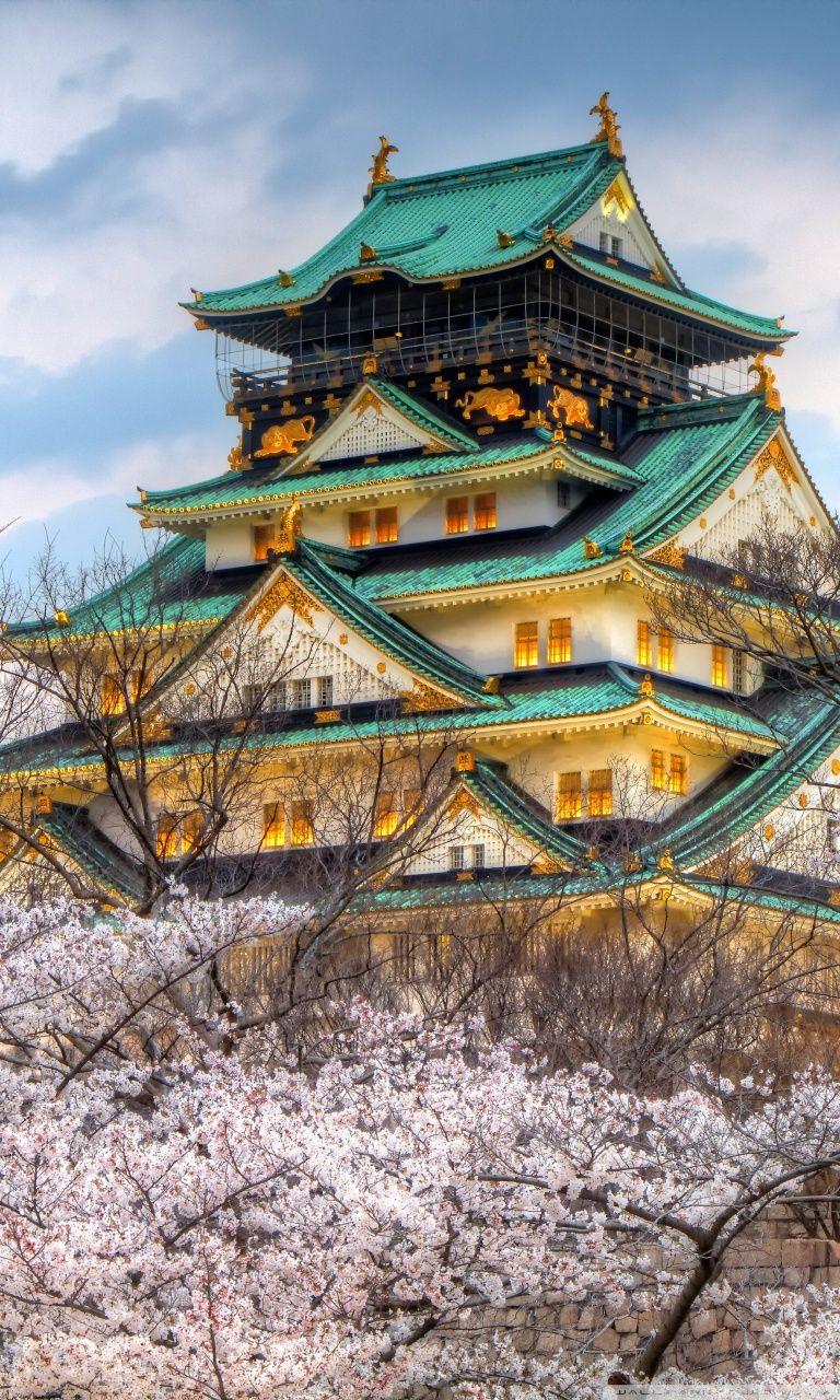 768x1280 Osaka Castle Spring Ultra HD Desktop Background Wallpaper for 4K