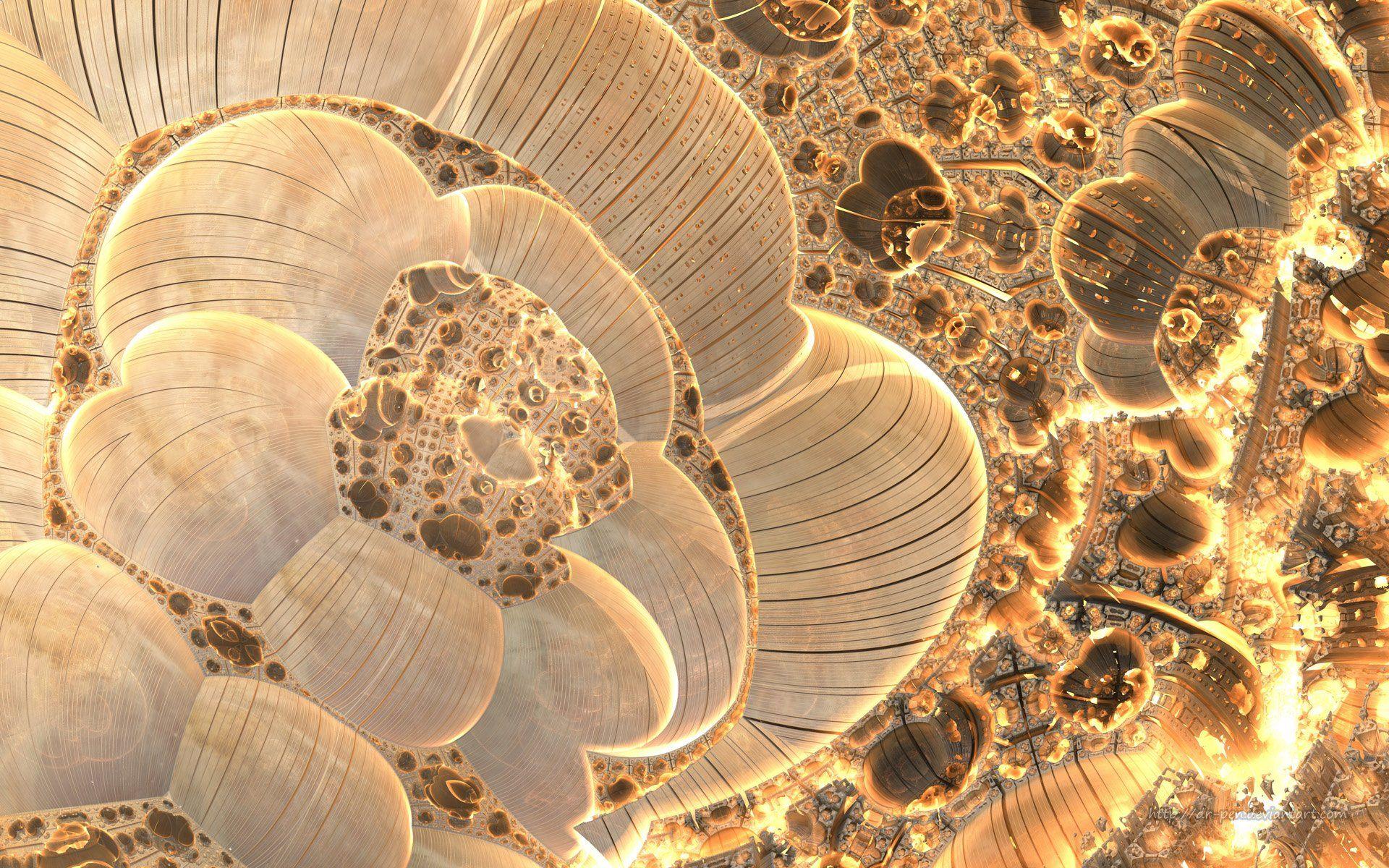 1920x1200 Golden Flower Field Fractal Art HD Wallpaper