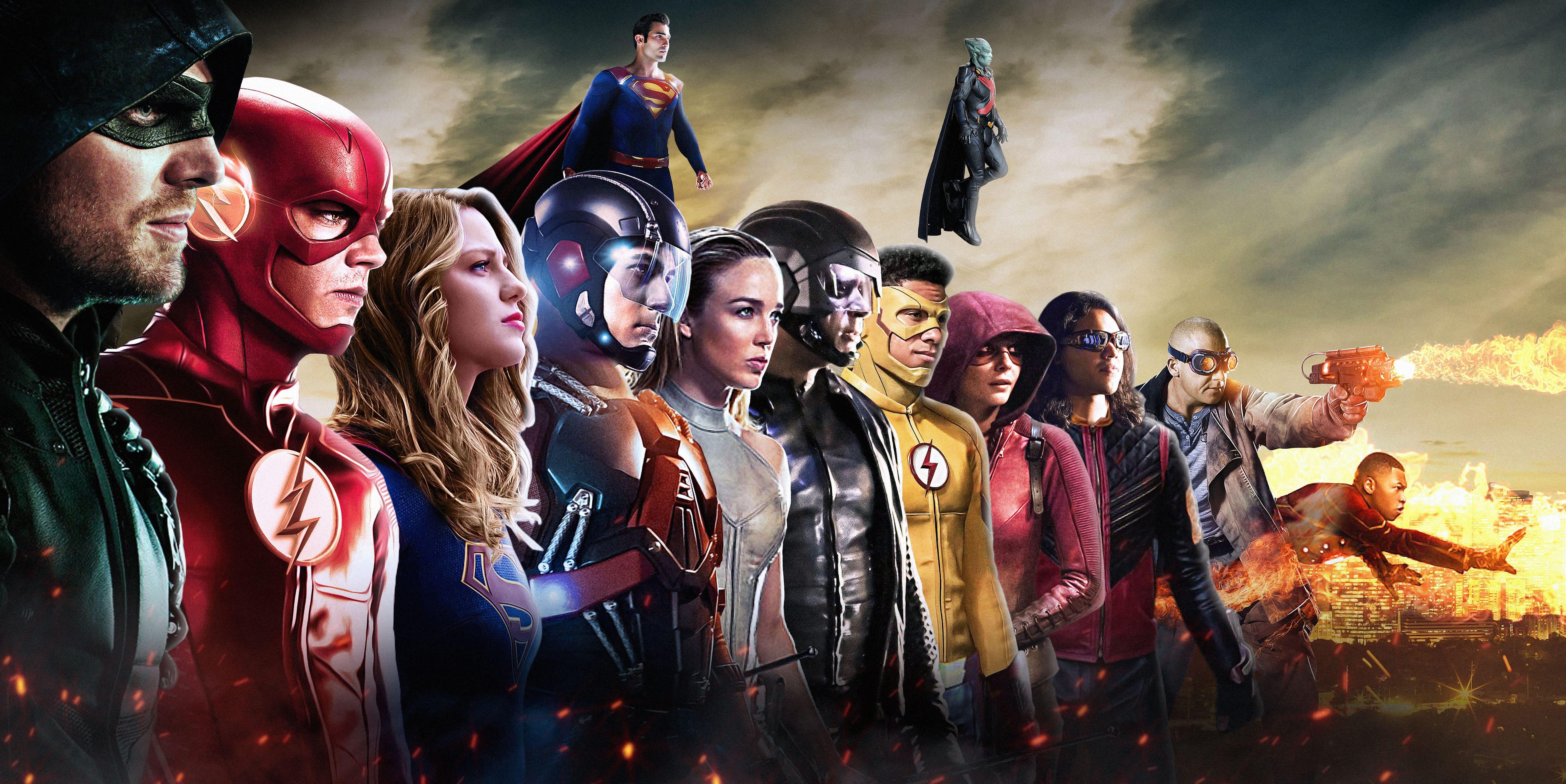5480x2747 Dc Superheroes Comics Dc Tv Crossover Arrow Flash