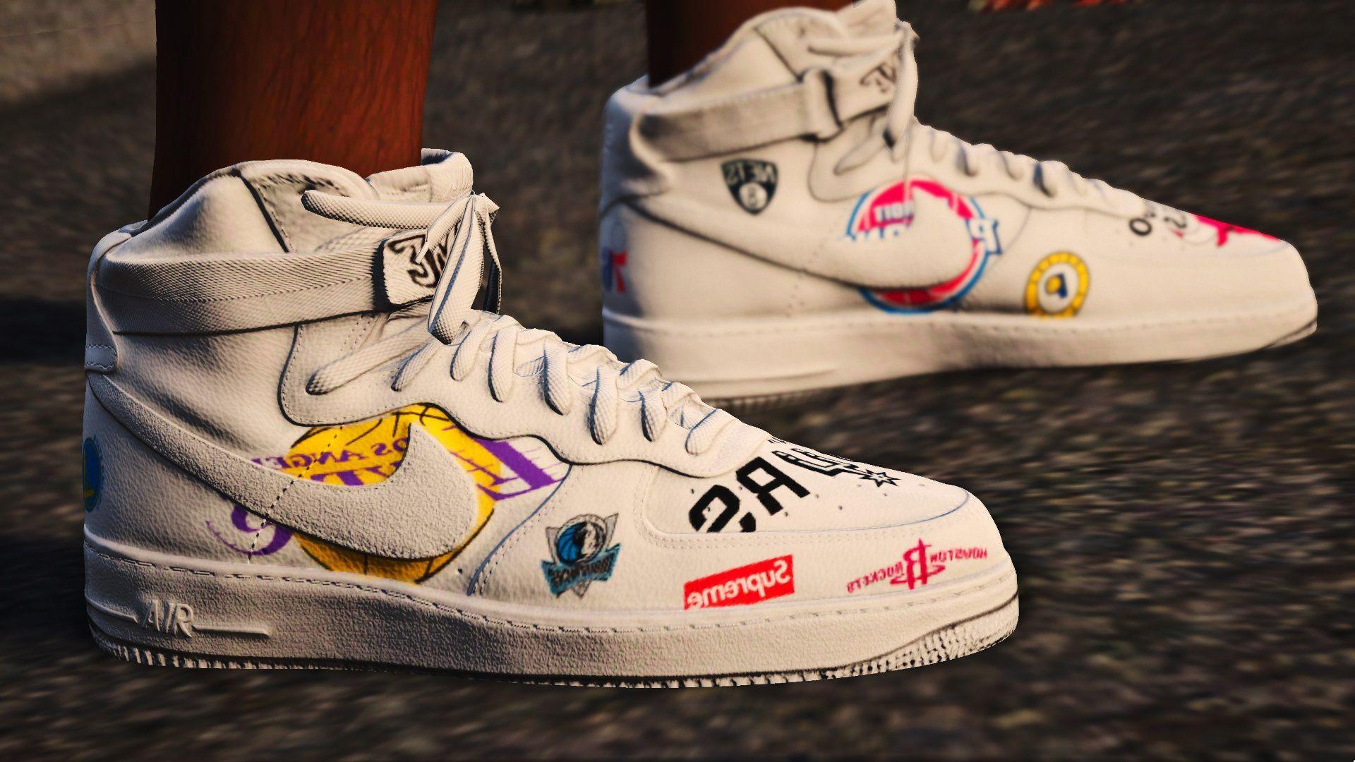 1920x1080 air force 1 high supreme x nba (white and black)-