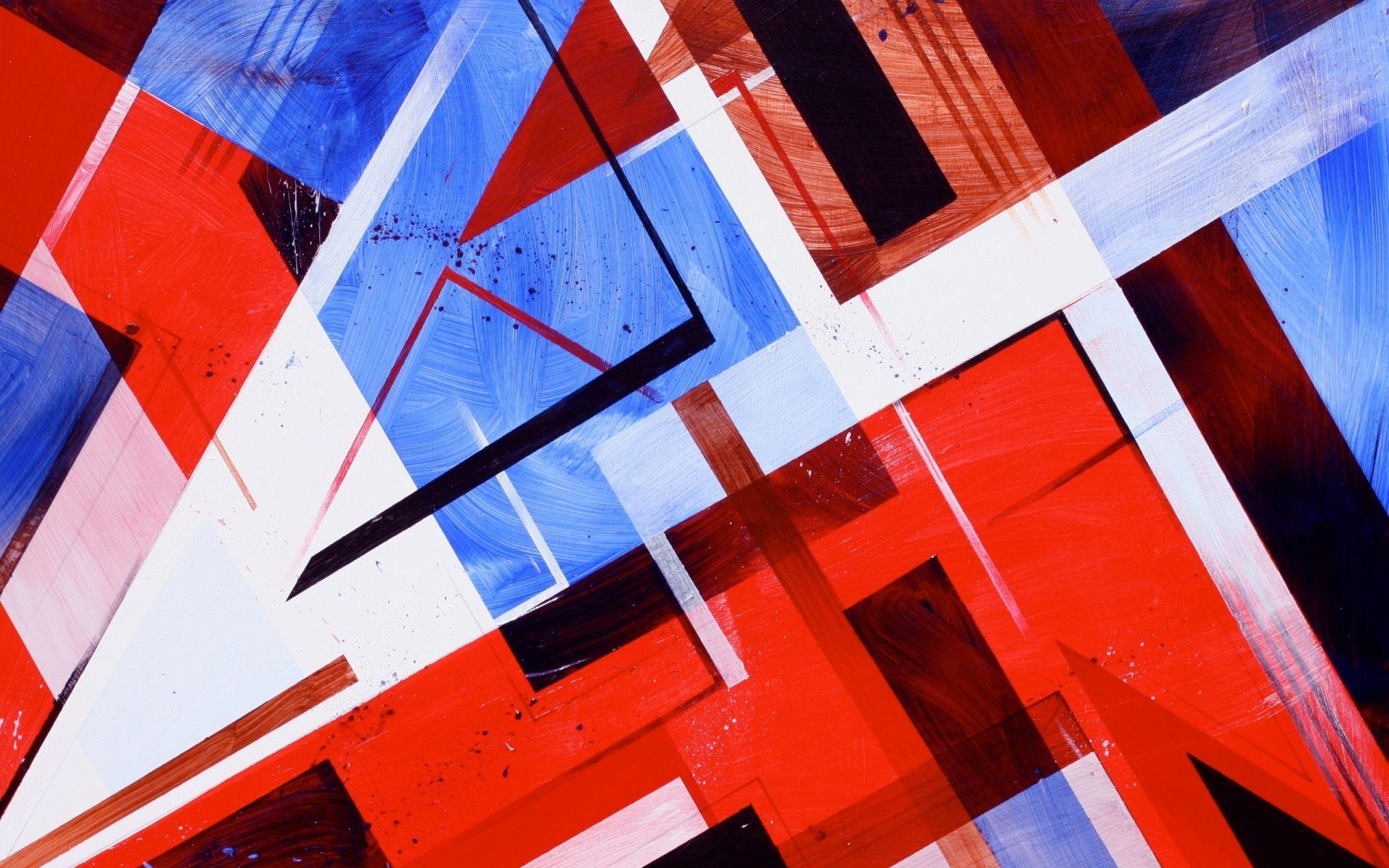1920x1200 Geometric Blue White And Red Abstract Wallpaper