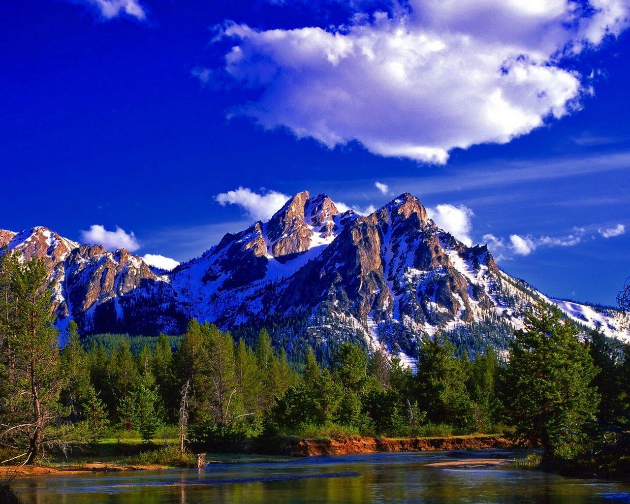 1280x1024 Download wallpaper 1280x1024 mountain, peak, summit, forest