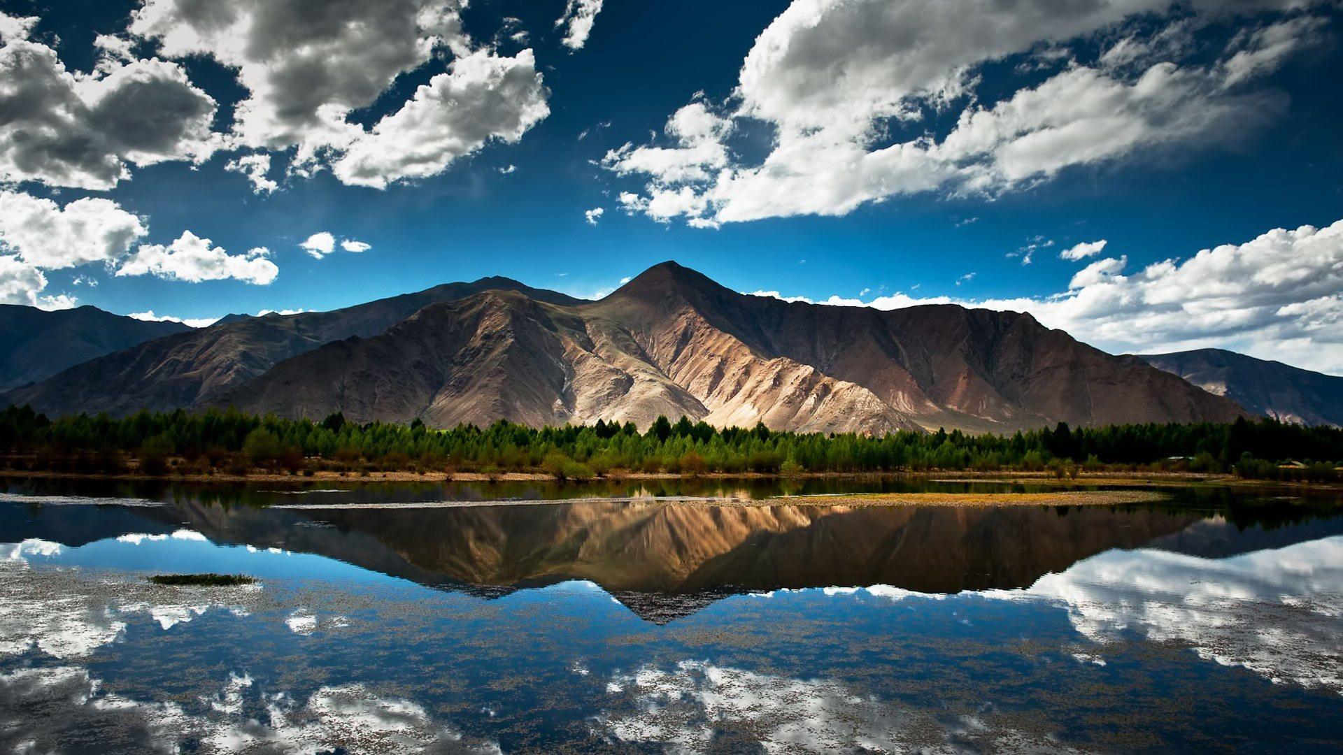 1920x1080 Wallpaper Nature summer, lake, mountain, forest, sky, clouds