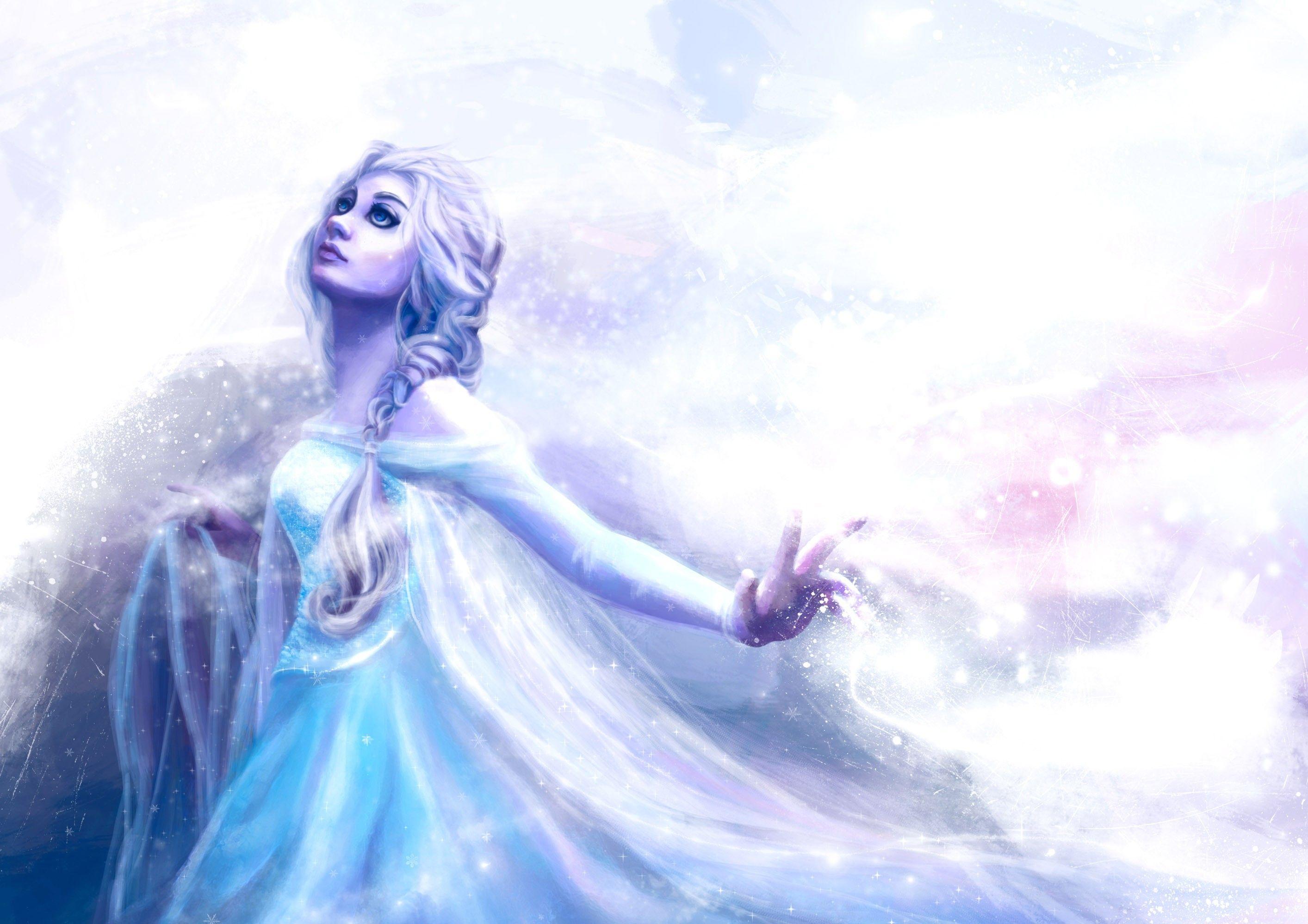2827x1998 Snow, Queen, Elsa, Painting, Winter, Art, Pattern, HD
