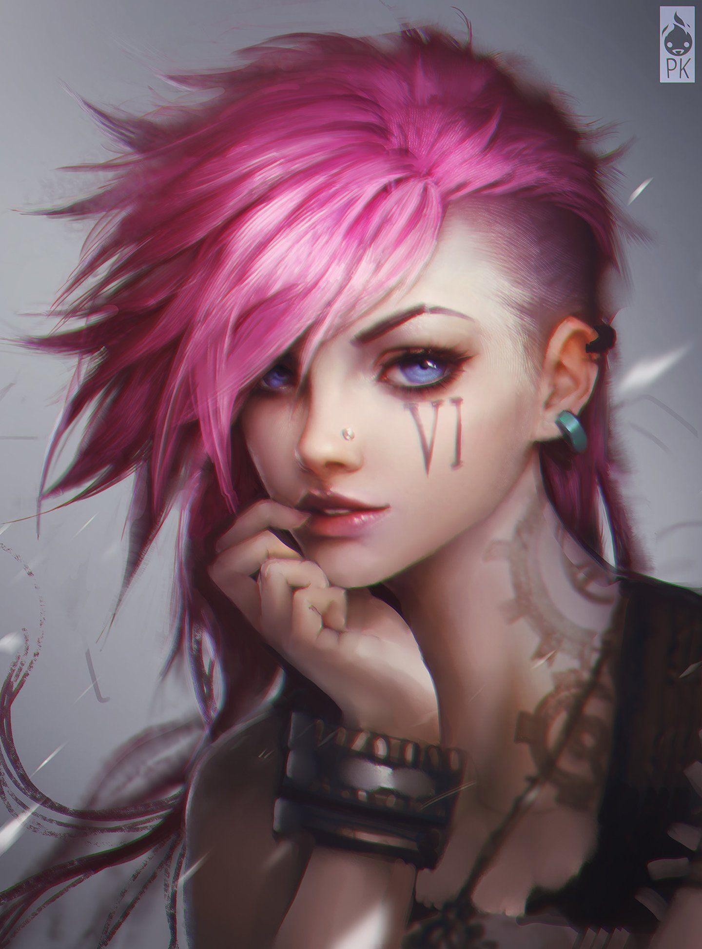 1440x1945 Pink hair blue eyes punk girl fantasy wallpaperx1945